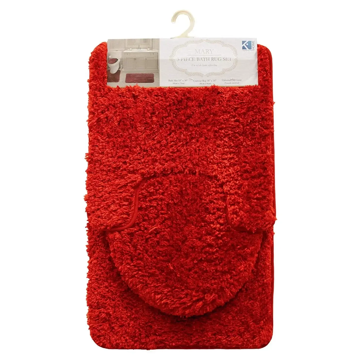 Queen Mary 3 Piece Bathroom Rug Set, Luxury Soft Plush Bath Mat, Contour Rug, Lid Cover, Non-Slip