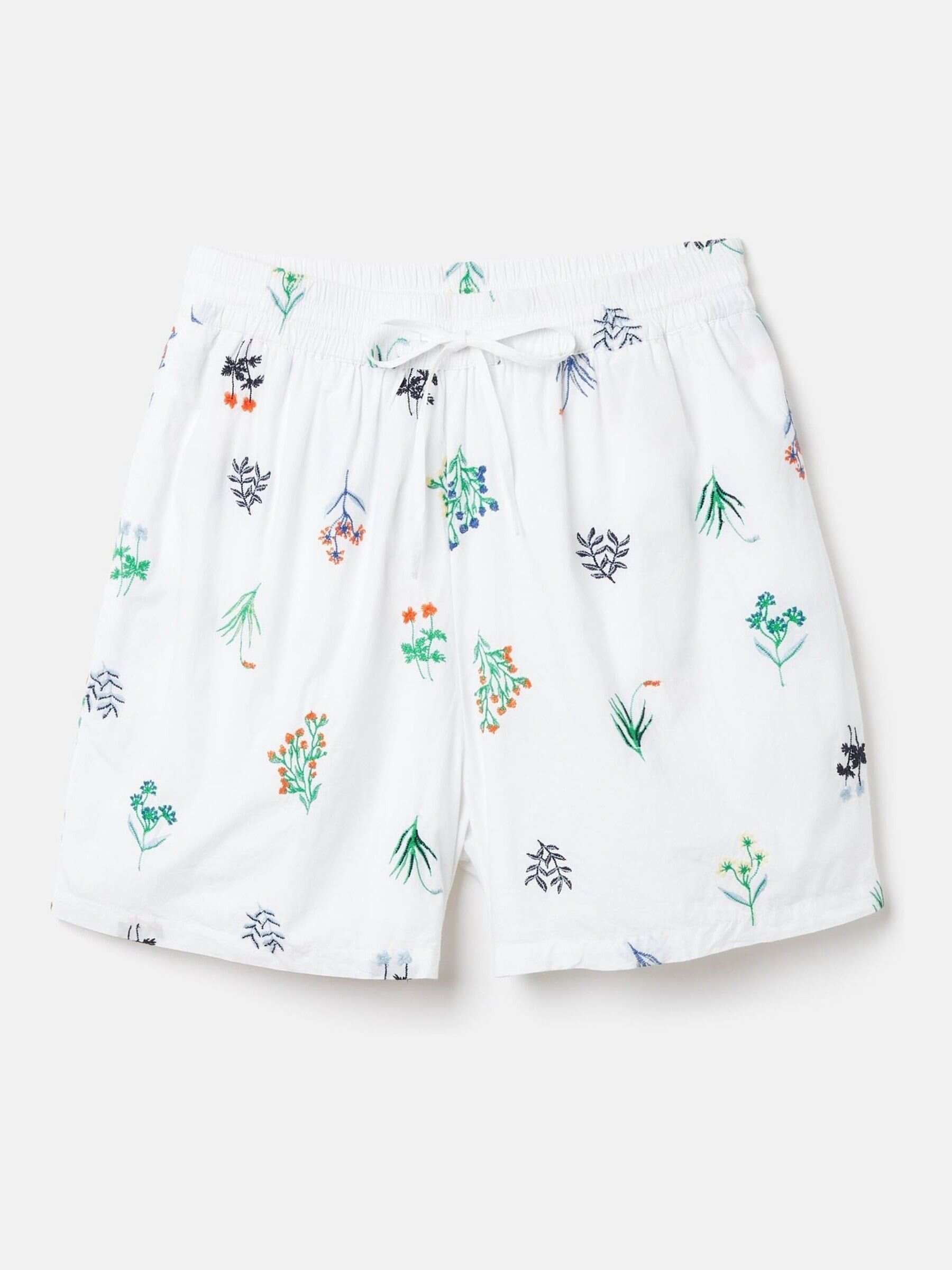 Iris White Ground Embroidered Shorts