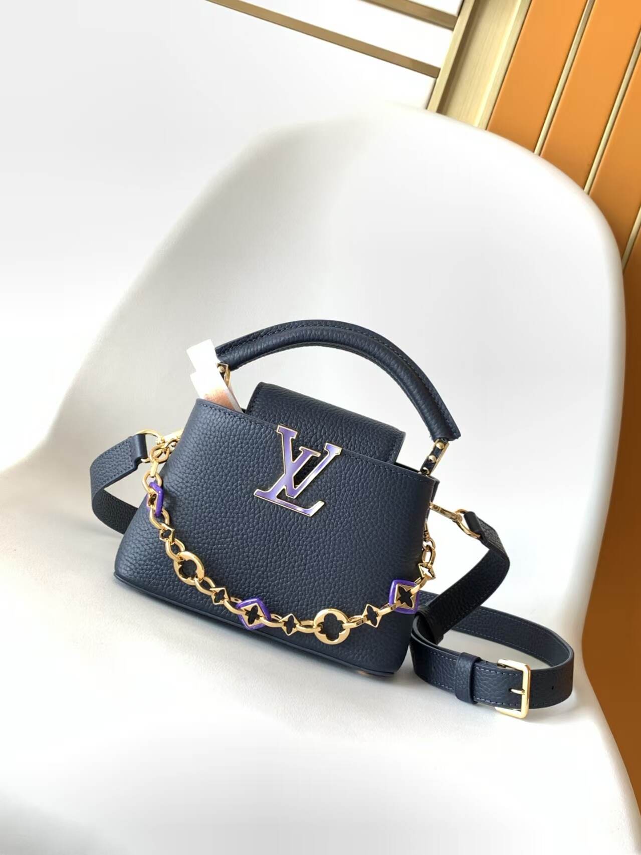 LV Capusines BB handbag shoulder bag with chain