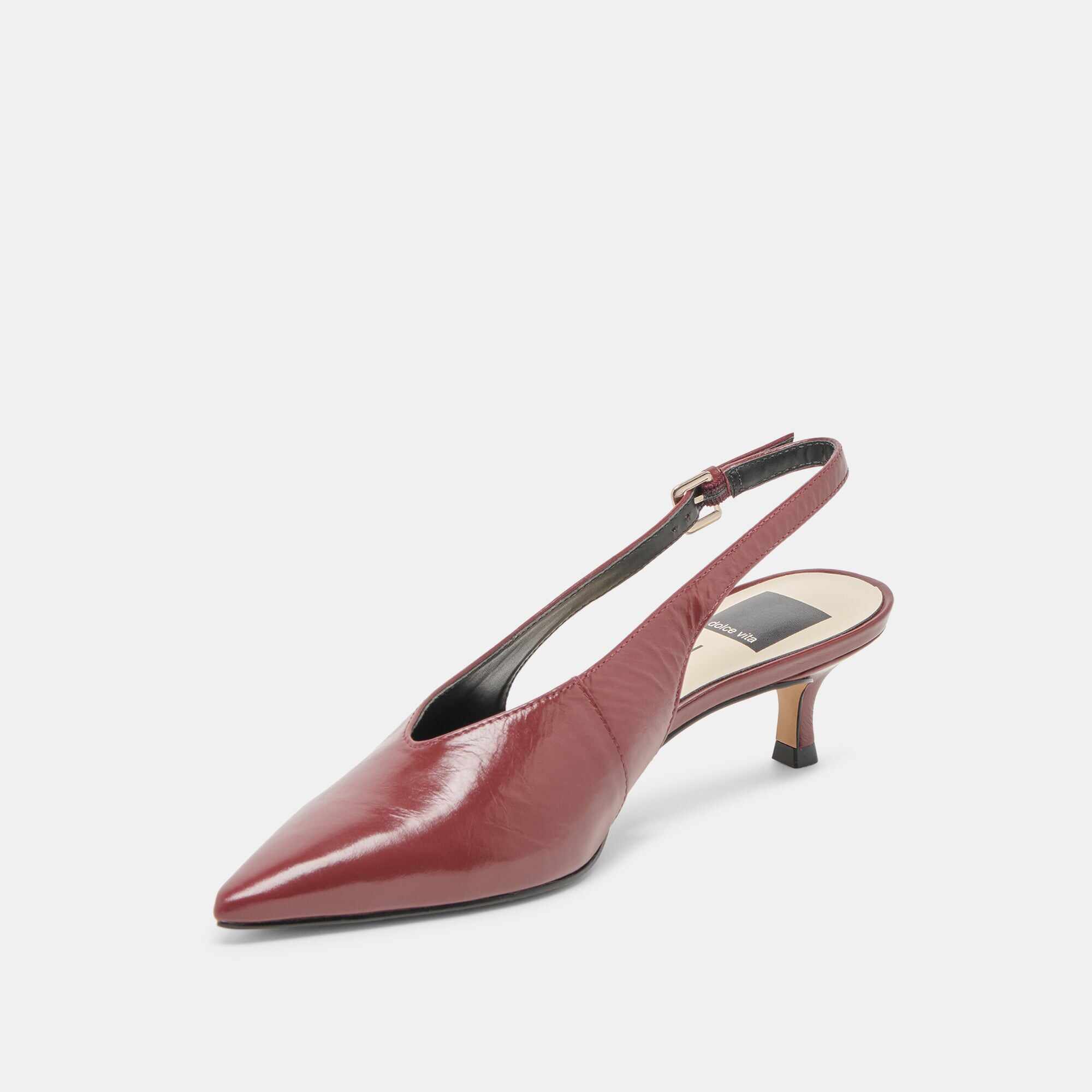 ALENNA HEELS OXBLOOD CRINKLE PATENT