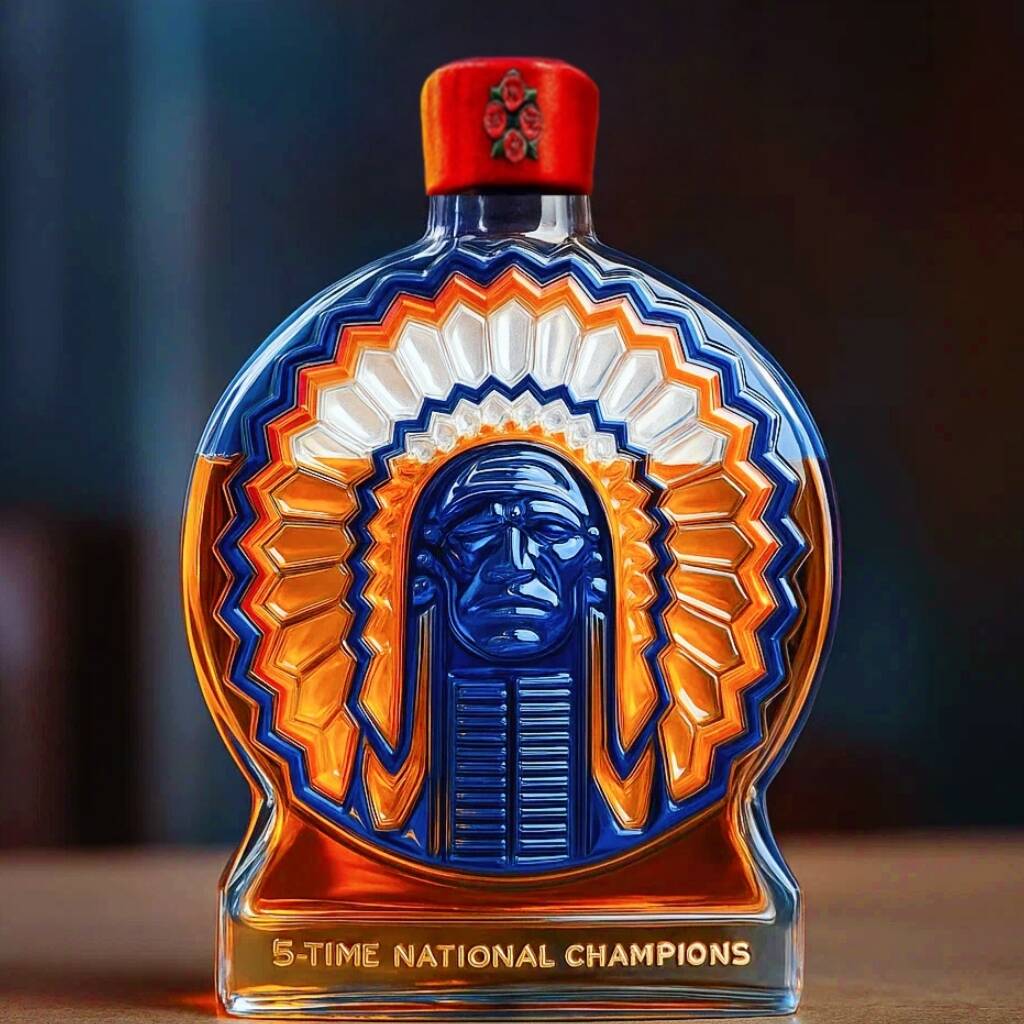 Illinois Fighting Illini 5-time National Champion Whiskey Bottle