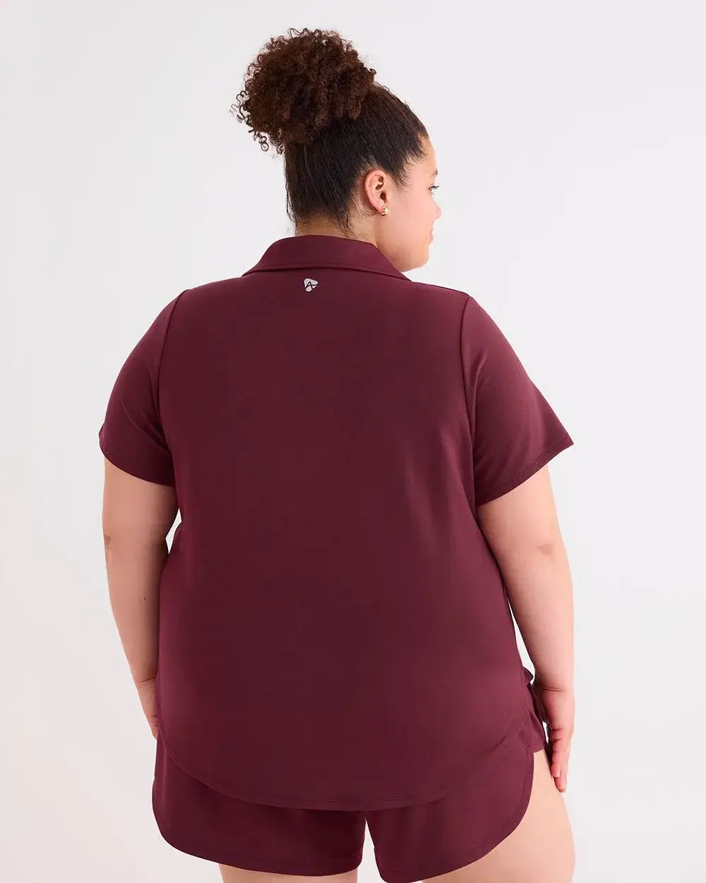 French Terry Short-Sleeve Collared Top - Active Zone