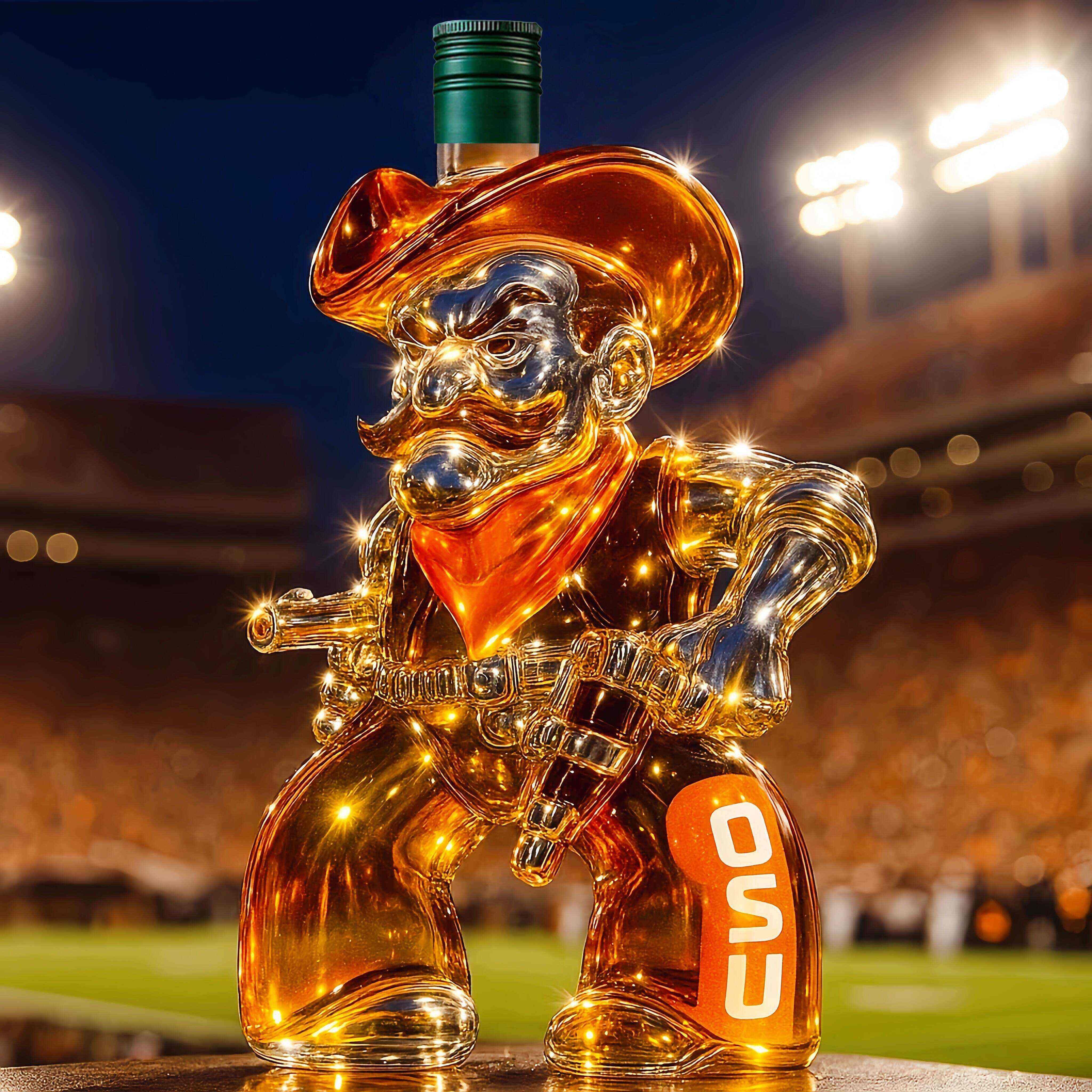 Oklahoma State Cowboys Whiskey Bottle
