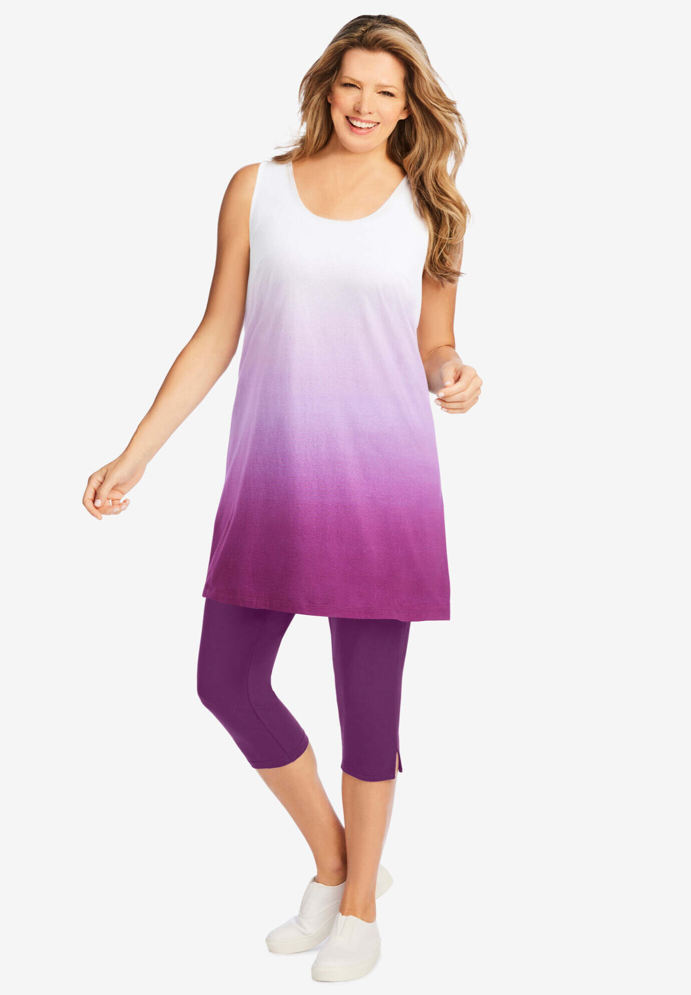 Longer-Length Dip-Dye Sleeveless Tunic