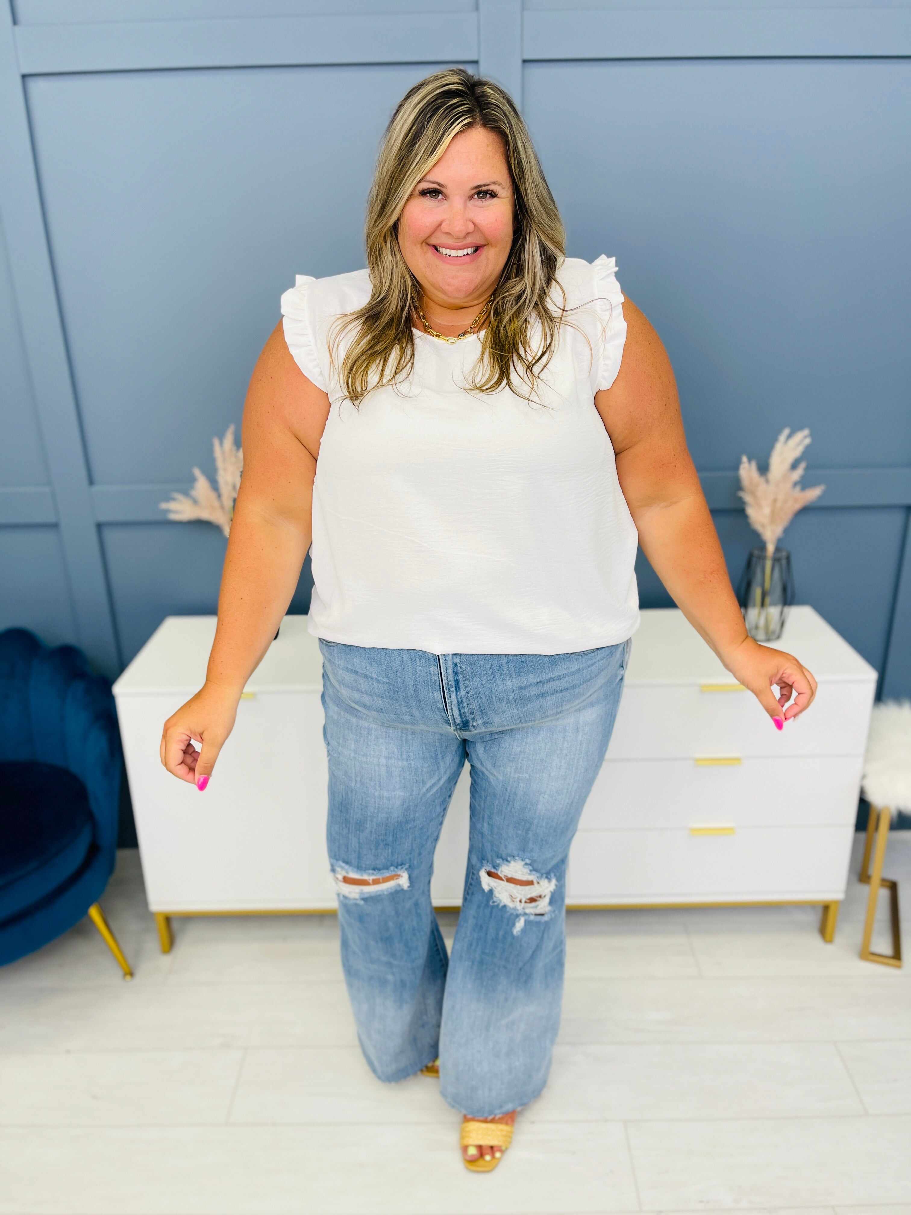 Risen PLUS/REG Say Yes to Distressed Wide Flare Jeans