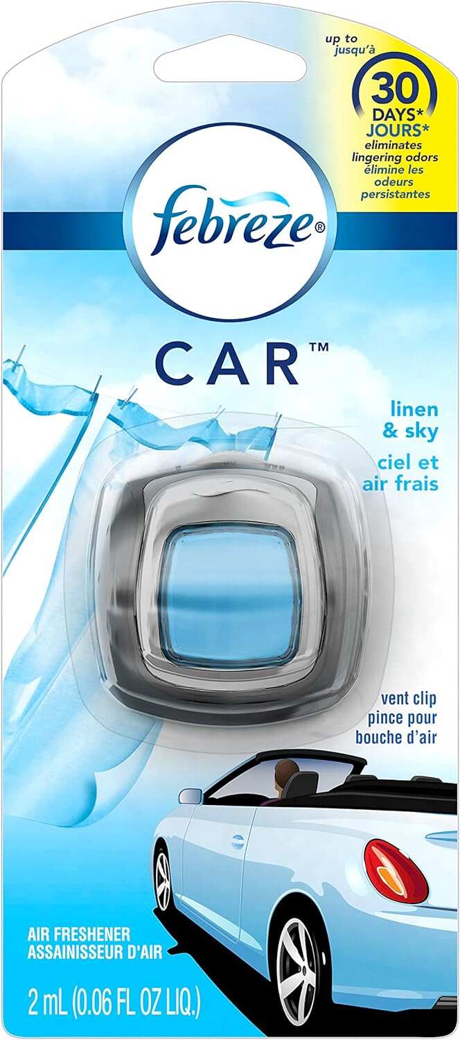 Febreze Car Air Fresheners, New Car Scent, Odor Eliminator for Strong Odors Car Vent Clips (2 Count)