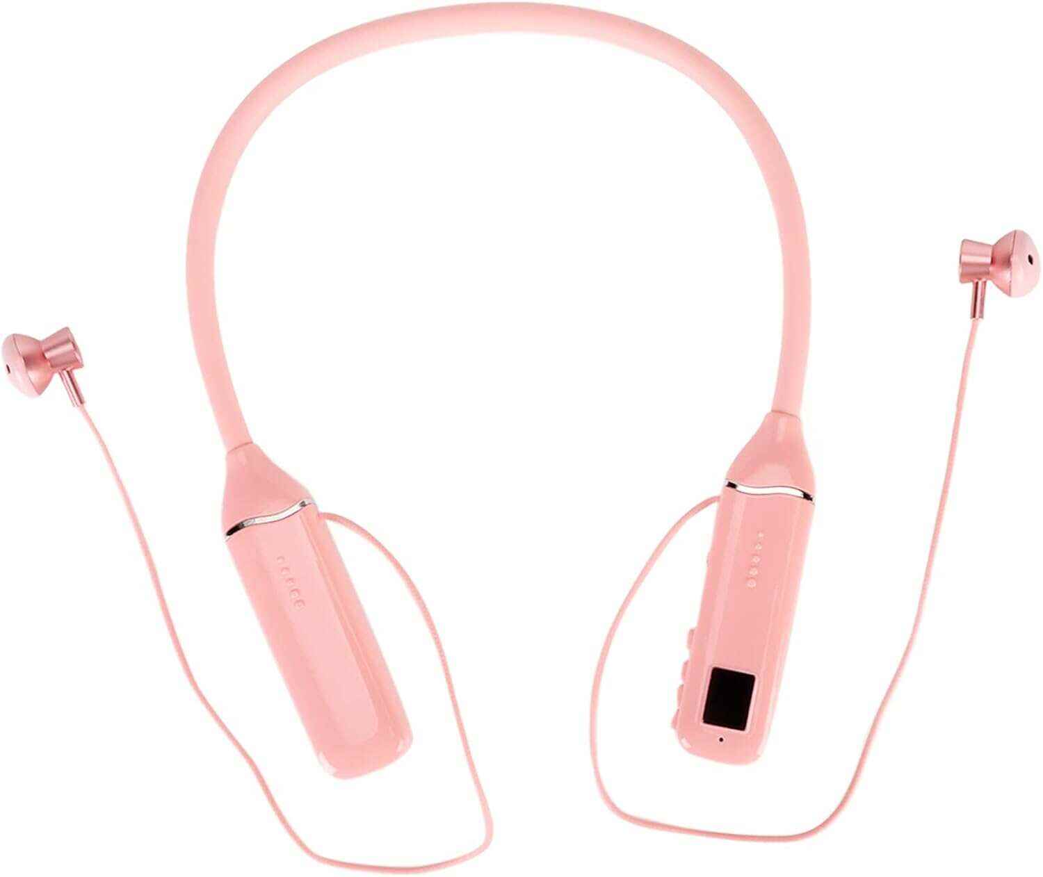 Bluetooth Neckband Headphone, Neckband Earphones Wireless, LED Power Display Memory Card Playback Magnetic Earbuds Headset with RGB Backlight (Black)