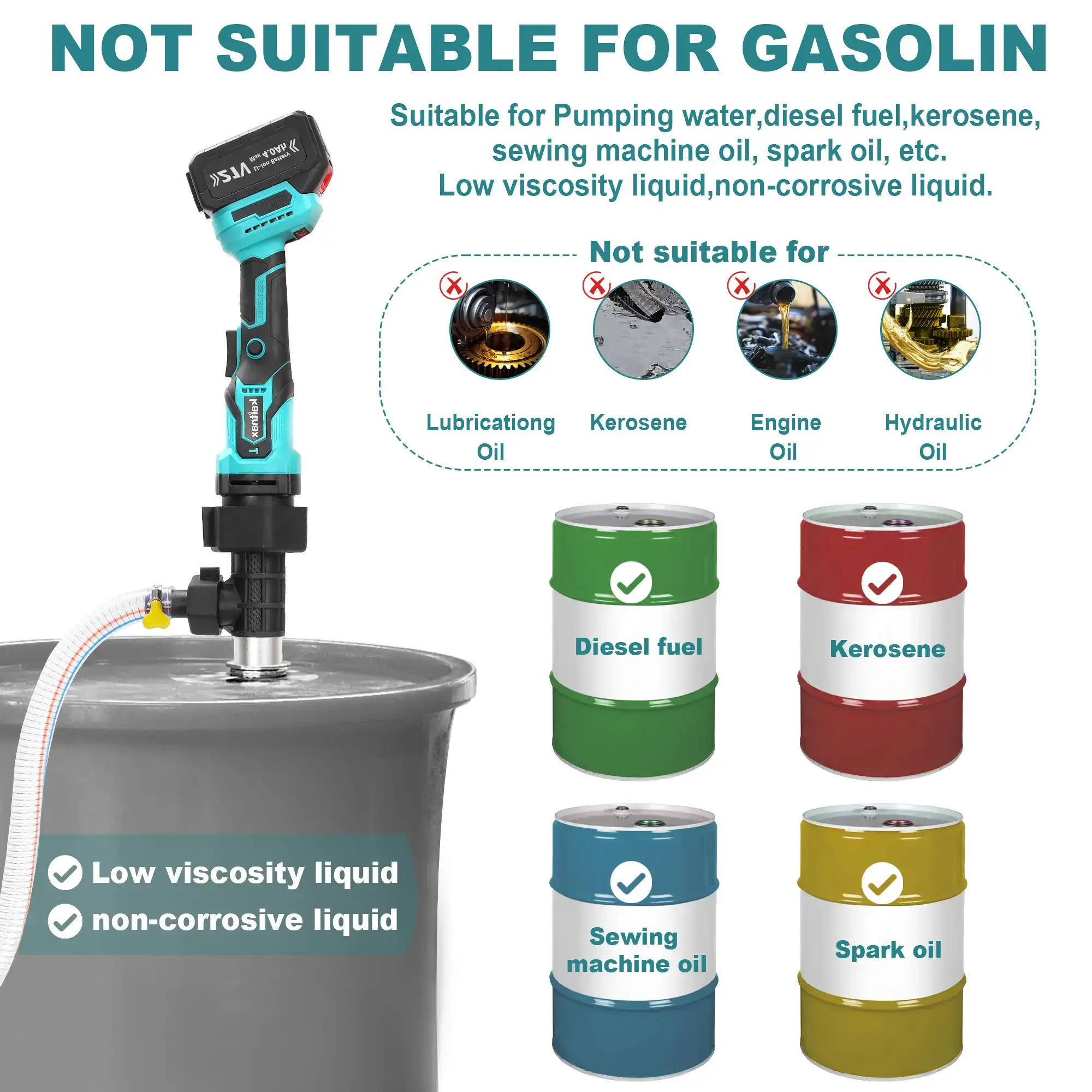 【FathersDay Gift】Kaitnax Cordless Stick Water Transfer Pump, with 4000mAh 21V Battery & Charger, 720GPH, 32FT Head, Handheld Portable Utility Sump Pump Kit with 3/4