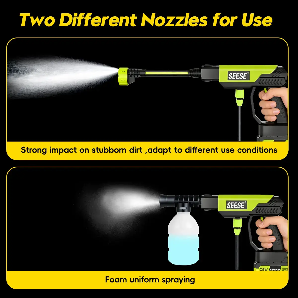 SEESE Cordless Pressure Washer and Single Port Charger Base, Bottle Portable Washer for Car,Home Cleaning & Garden Watering