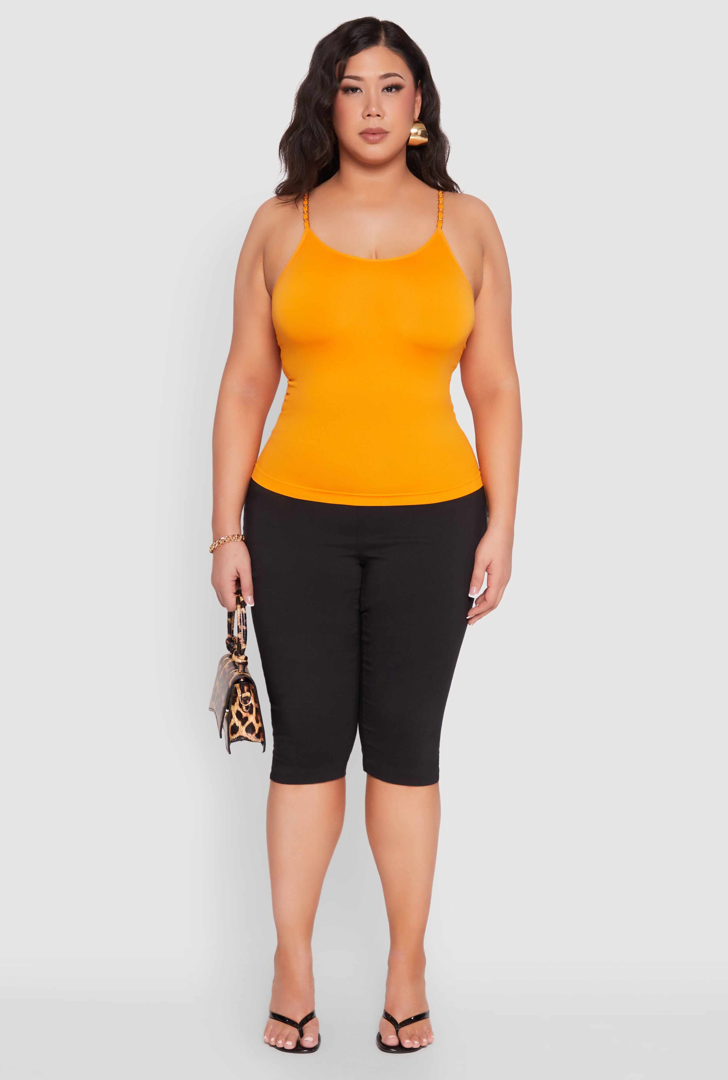 Plus Size Seamless Metallic Chain Strap Cami