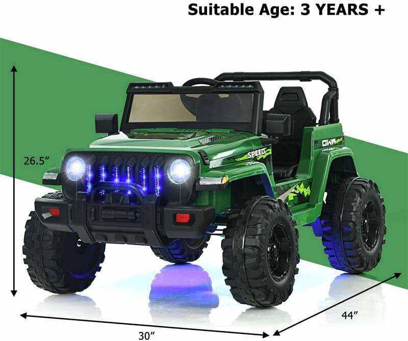 12V Kids Ride-on Jeep Car Battery Powered Electric Truck with Parental Remote Control