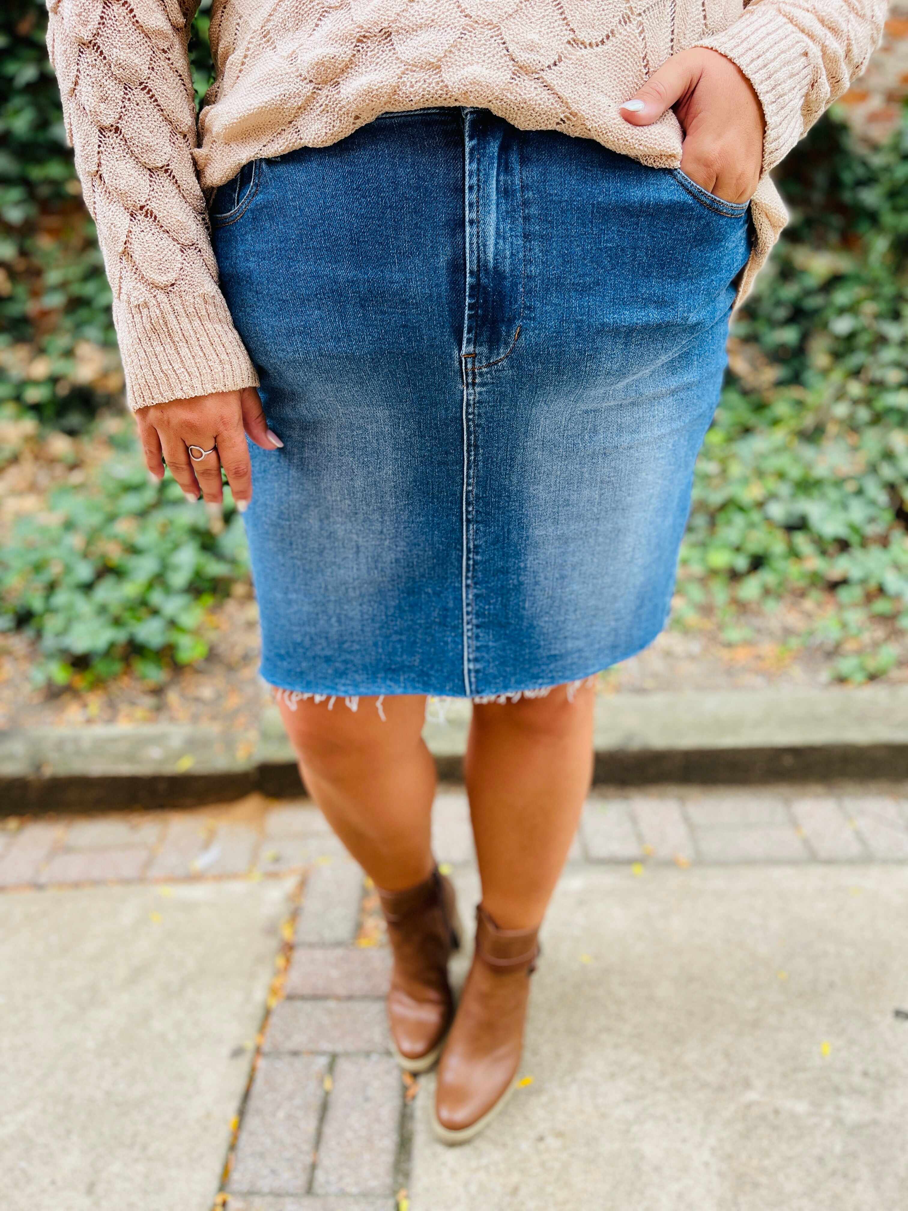 Plus/Reg I See You Looking Denim Skirt