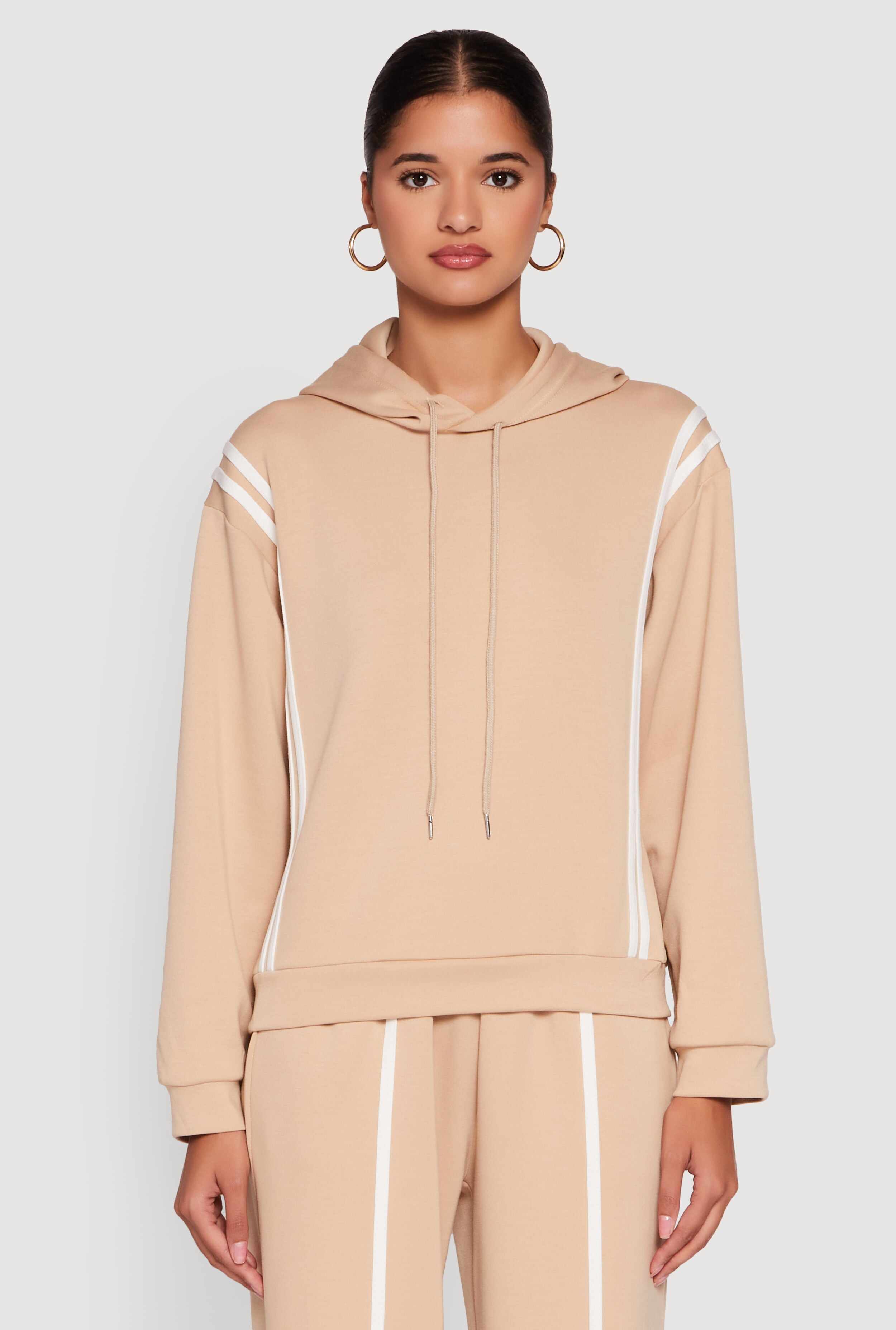Varsity Stripe Hooded Pullover Sweatshirt