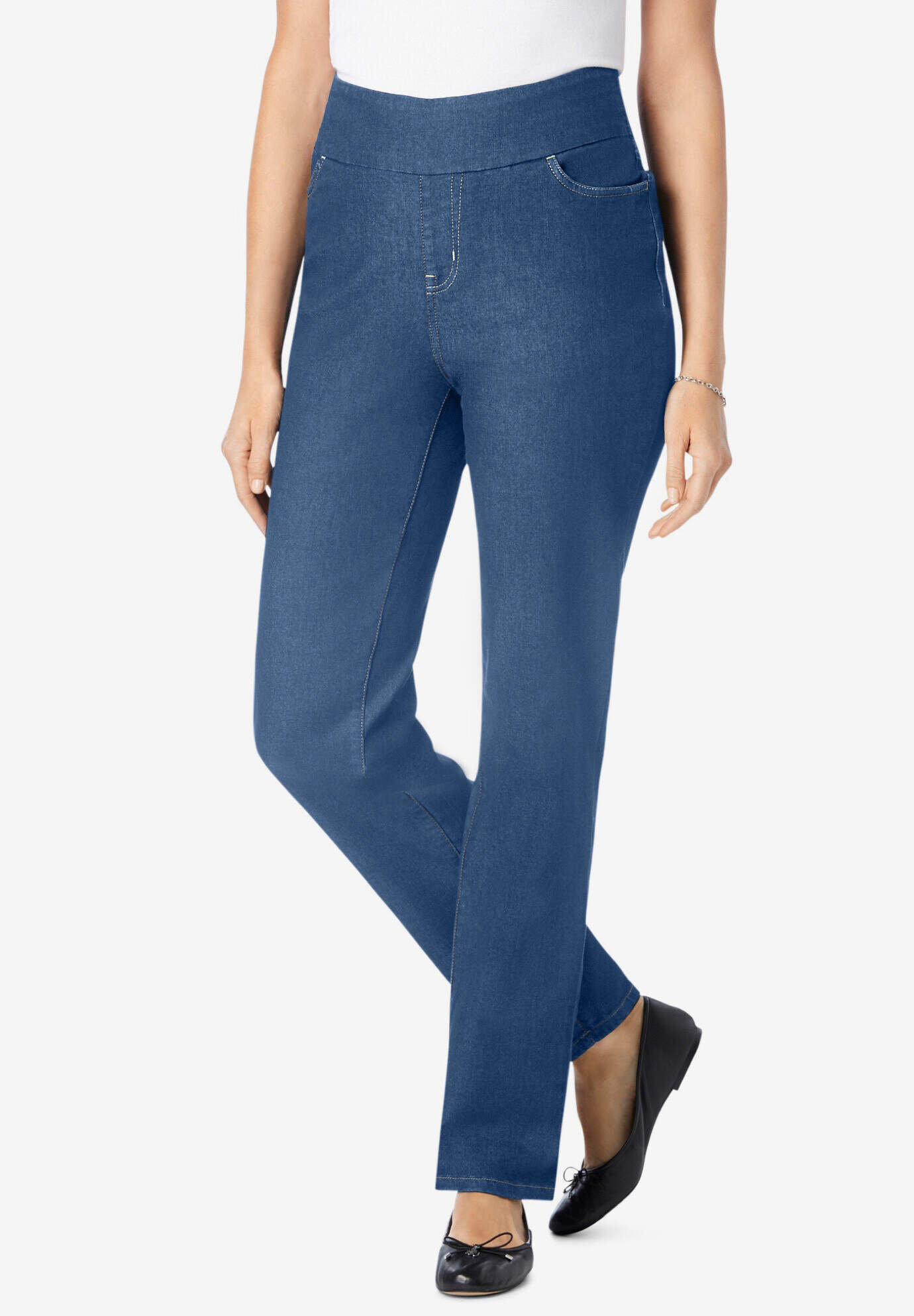 Flex-Fit Pull-On Straight-Leg Jean
