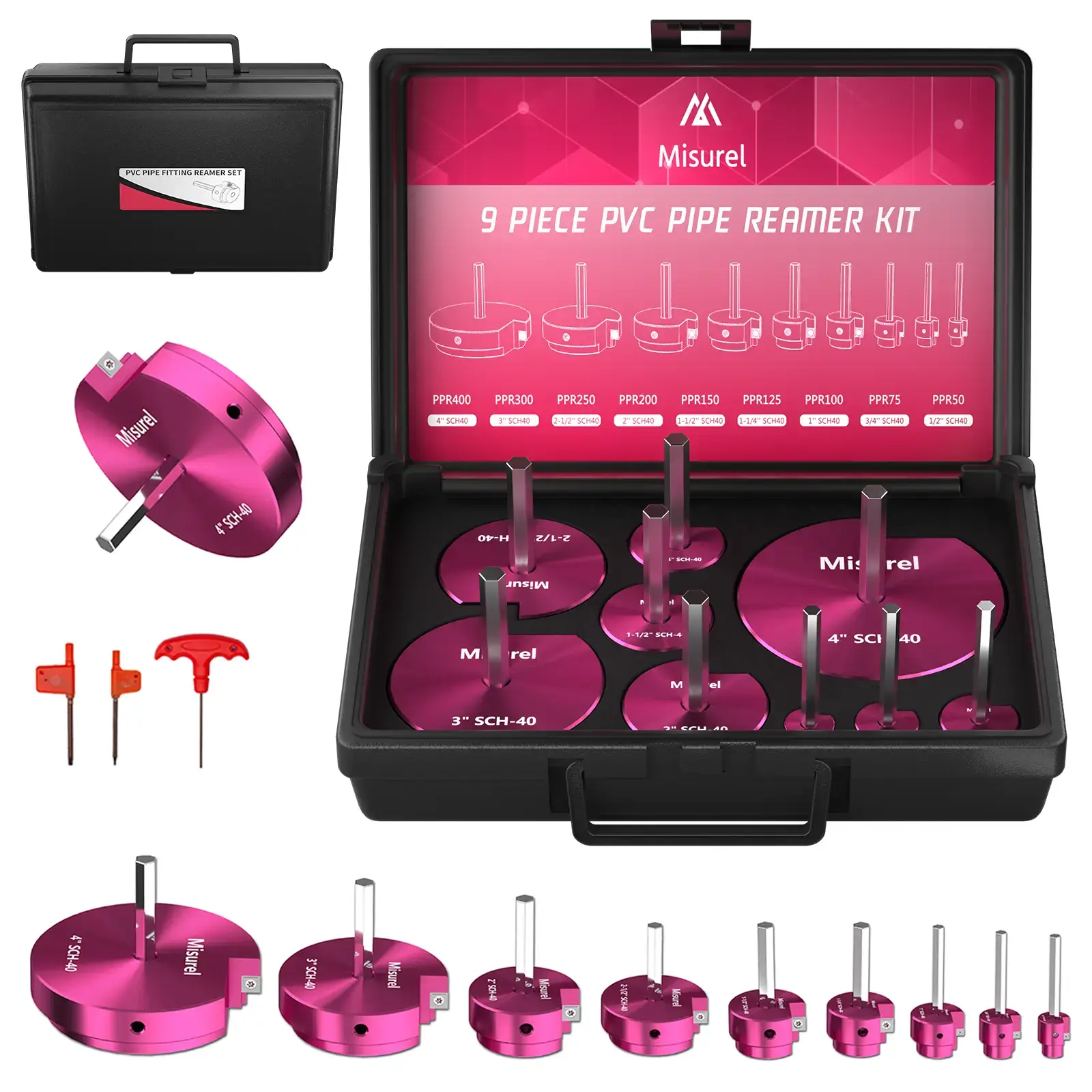 9 Pcs PVC Pipe Reamer Kit - Durable & Versatile Tools