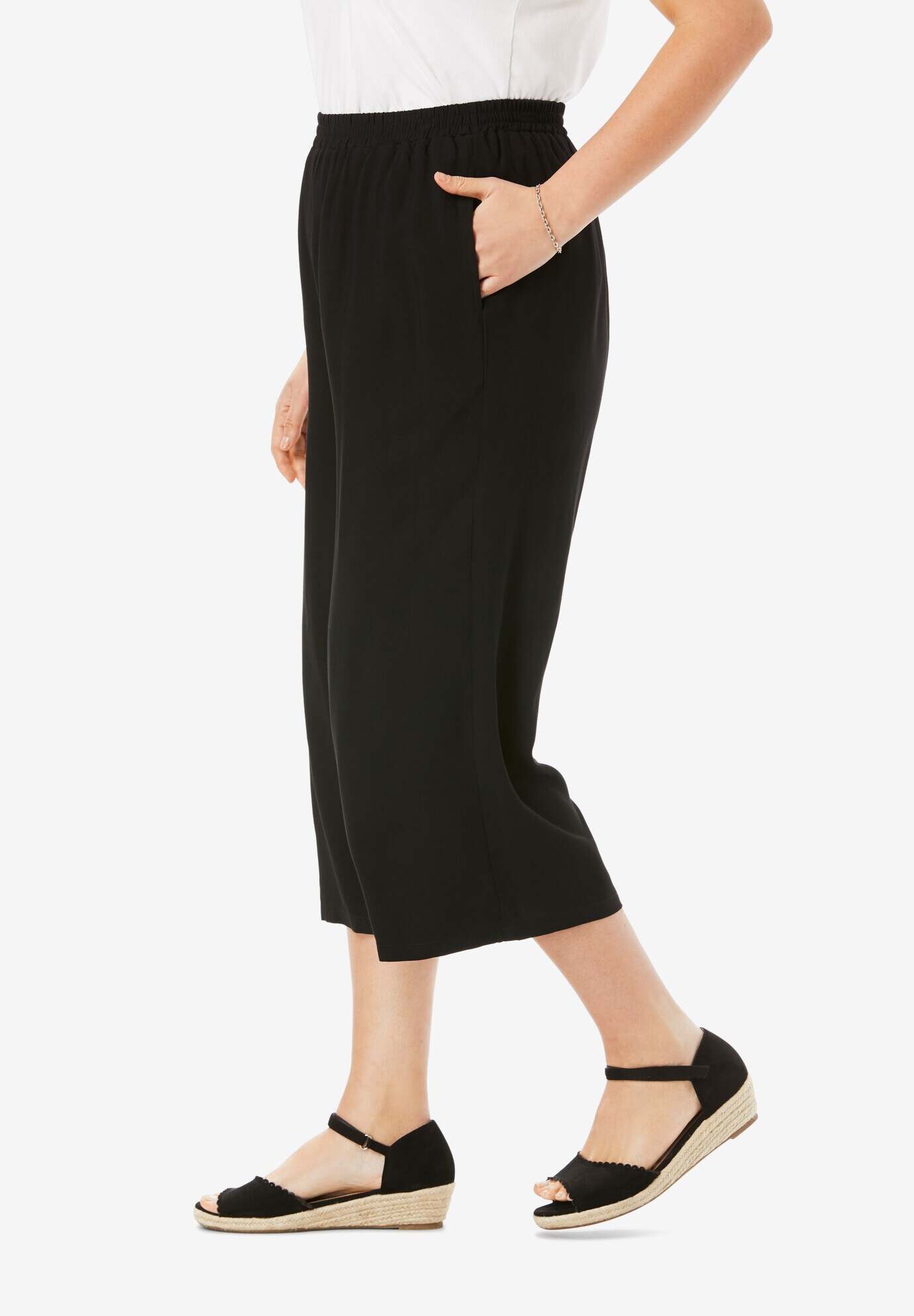 Pull-On Elastic Waist Soft Capri