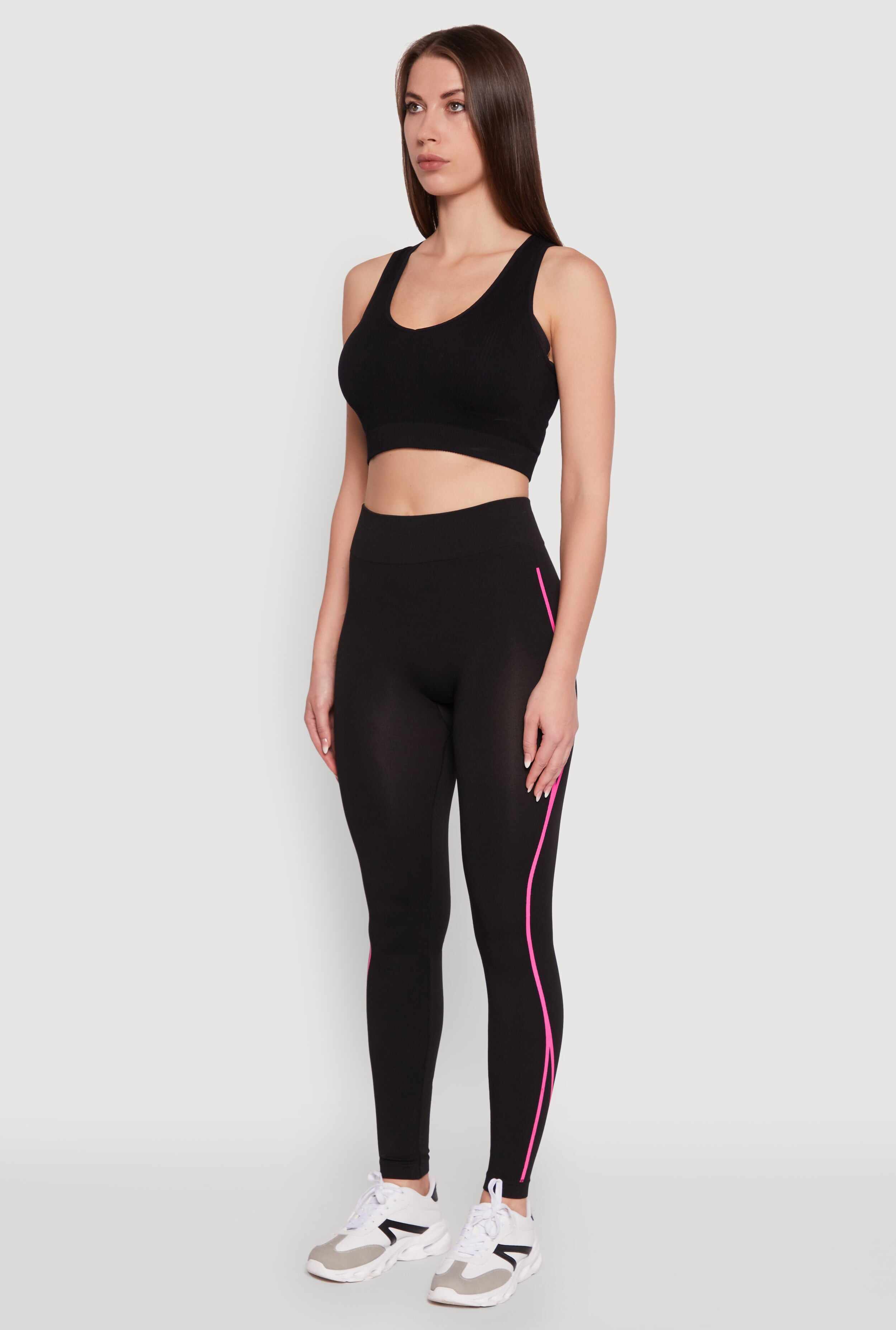 Trendy Contrast Trim High Waisted Leggings