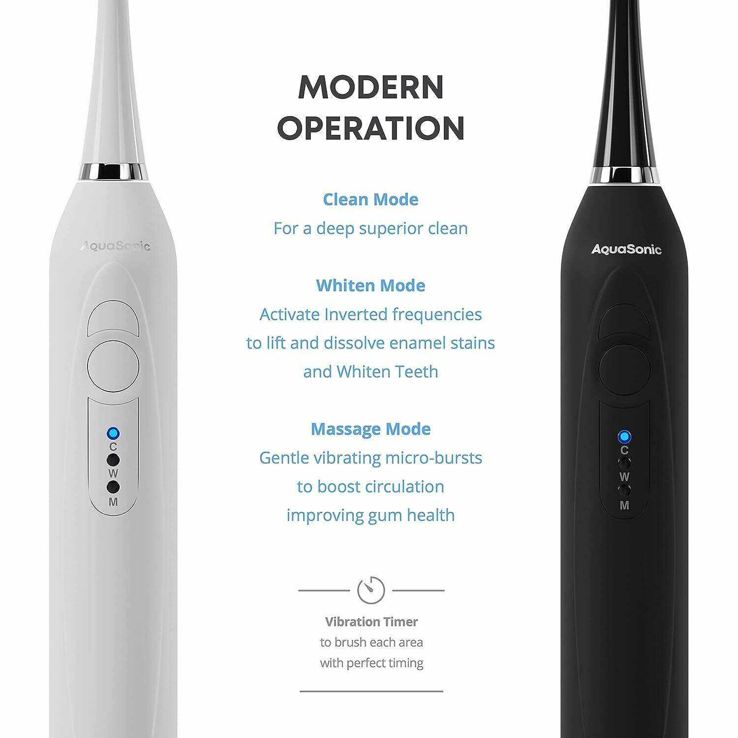 Aquasonic Duo - Dual Handle Ultra Whitening 40,000 VPM Wireless Charging Electric ToothBrushes - 3 Modes with Smart Timers - 10 Dupont Brush Heads & 2 Travel Cases Included