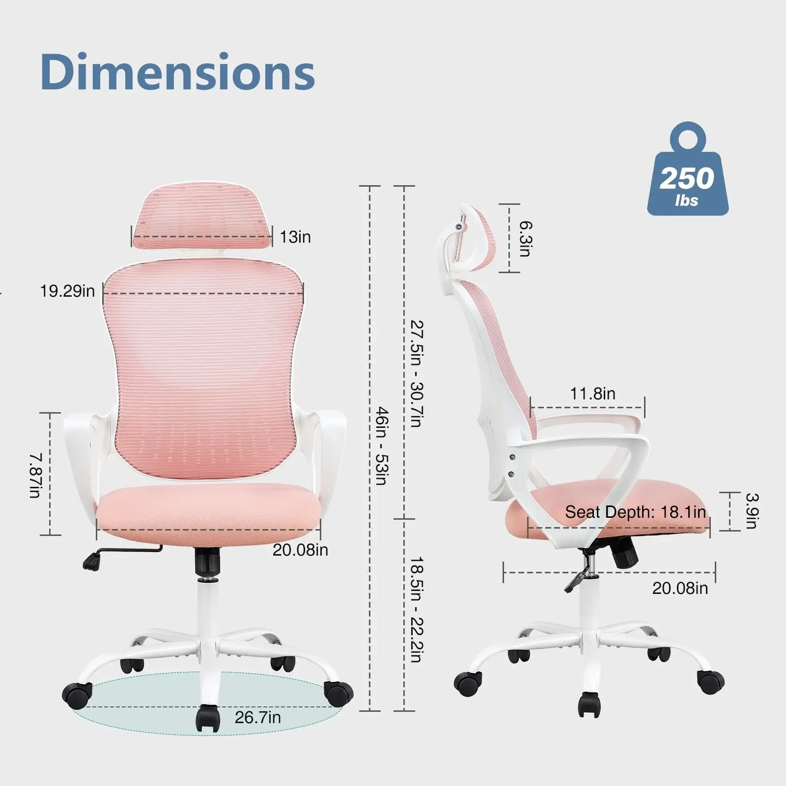 Ergonomic Office Chair, High Back Desk Chair with Headrest, Home Office Swivel Mesh Computer Chair, Executive Office Chair