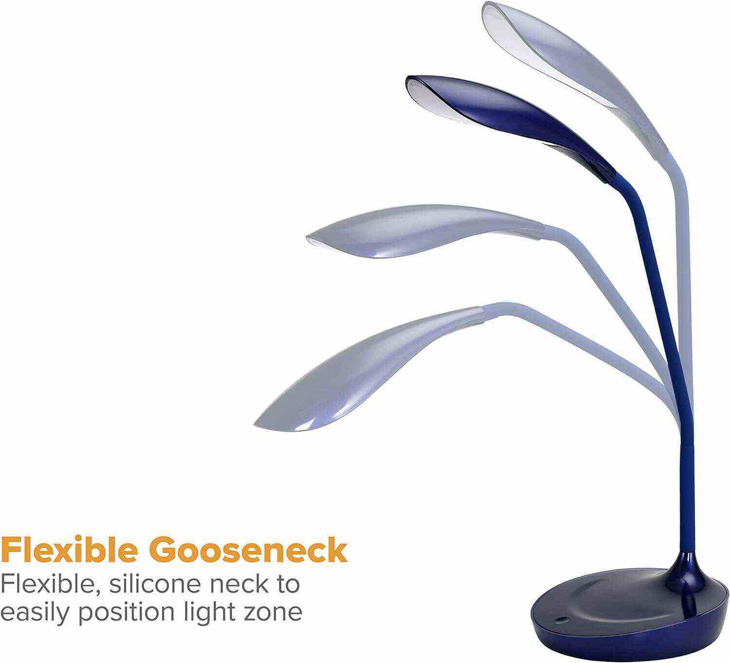 Bostitch Office LED Gooseneck Desk Lamp with USB Charging Port, 3 Dimming Levels, Touch Control, Blue (VLED1502-BLUE)