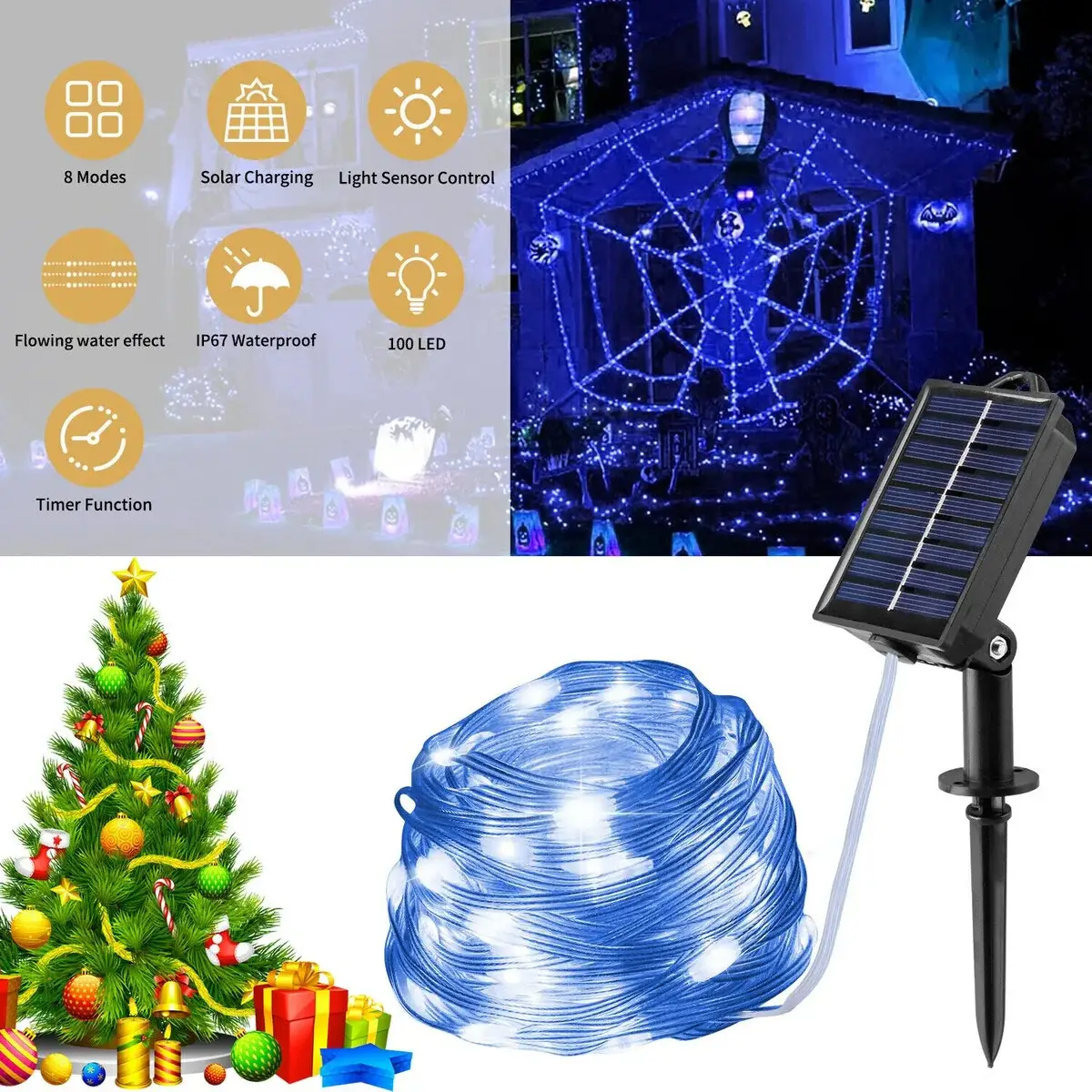 Solar LED Fairy String Lights for Outdoor Garden Decor