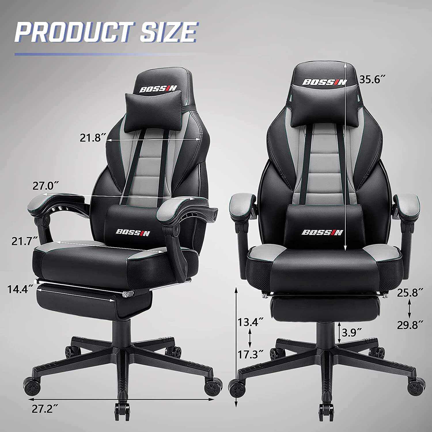 LEMBERI Video Game Chairs with footrest,Gamer Chair for Adults,Big and Tall Gaming Chair 400lb Capacity,Gaming Chairs for Teens,Racing Style Gaming Computer Chair with Headrest and Lumbar Support