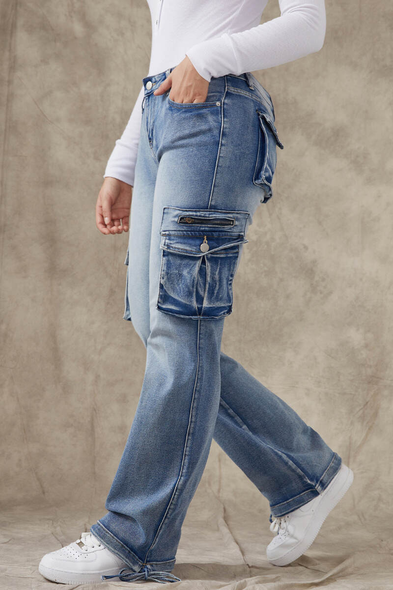 90s Vintage Flap Pocket Low Waist Cargo Jeans
