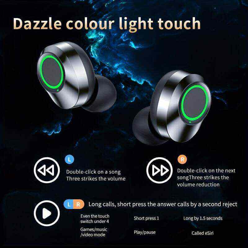 1 Set Wireless Earphones With Mirror Digital Display, Hifi Sound Quality, High Power, Emergency Charging Function For In-Ear Wireless Earphones, High-definition Voice Touch Operation, Automatic Connection To Binaural Call Earphones Charging Level Display
