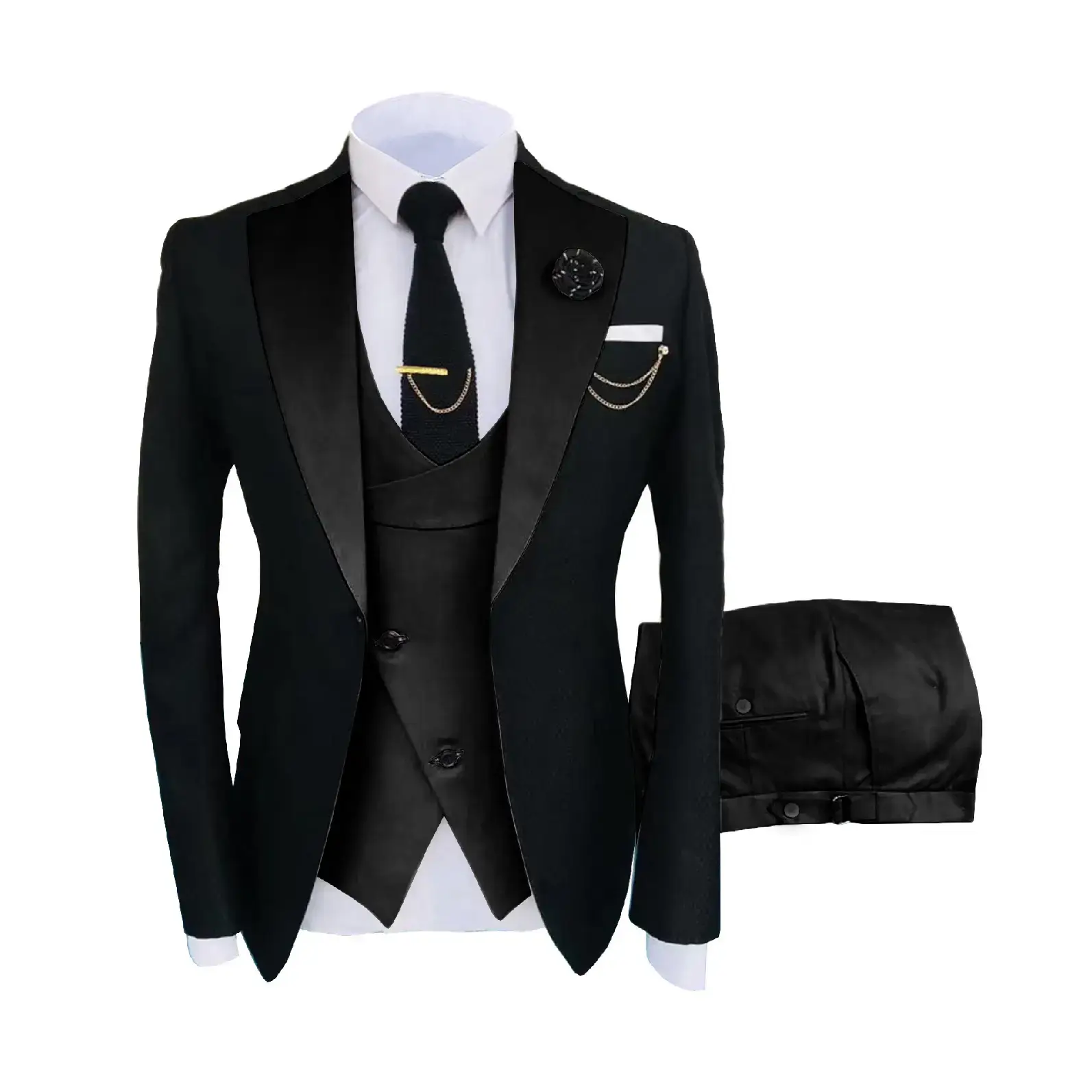 🔥 Last Day For Clearance !Men's 3-Piece Suit Set - Double Breasted Blazer, Vest & Pants