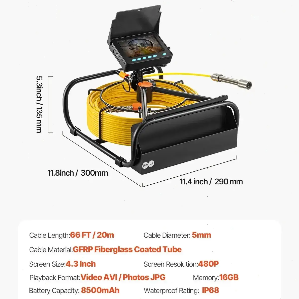Sewer Camera 65.6FT with 4.3