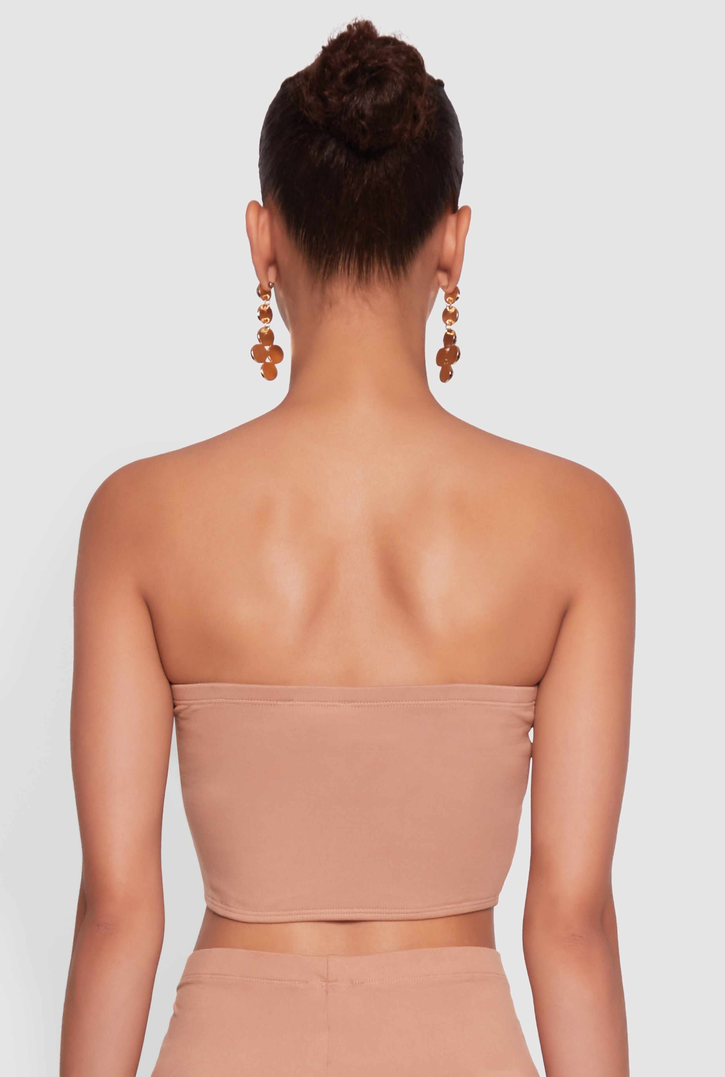 Trendy Solid Cropped Bandeau Top