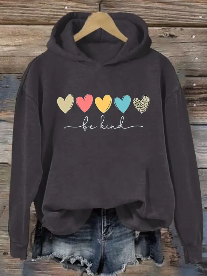 Women'S Be Kind And Cute Graphic Blessed  Print Hoodie