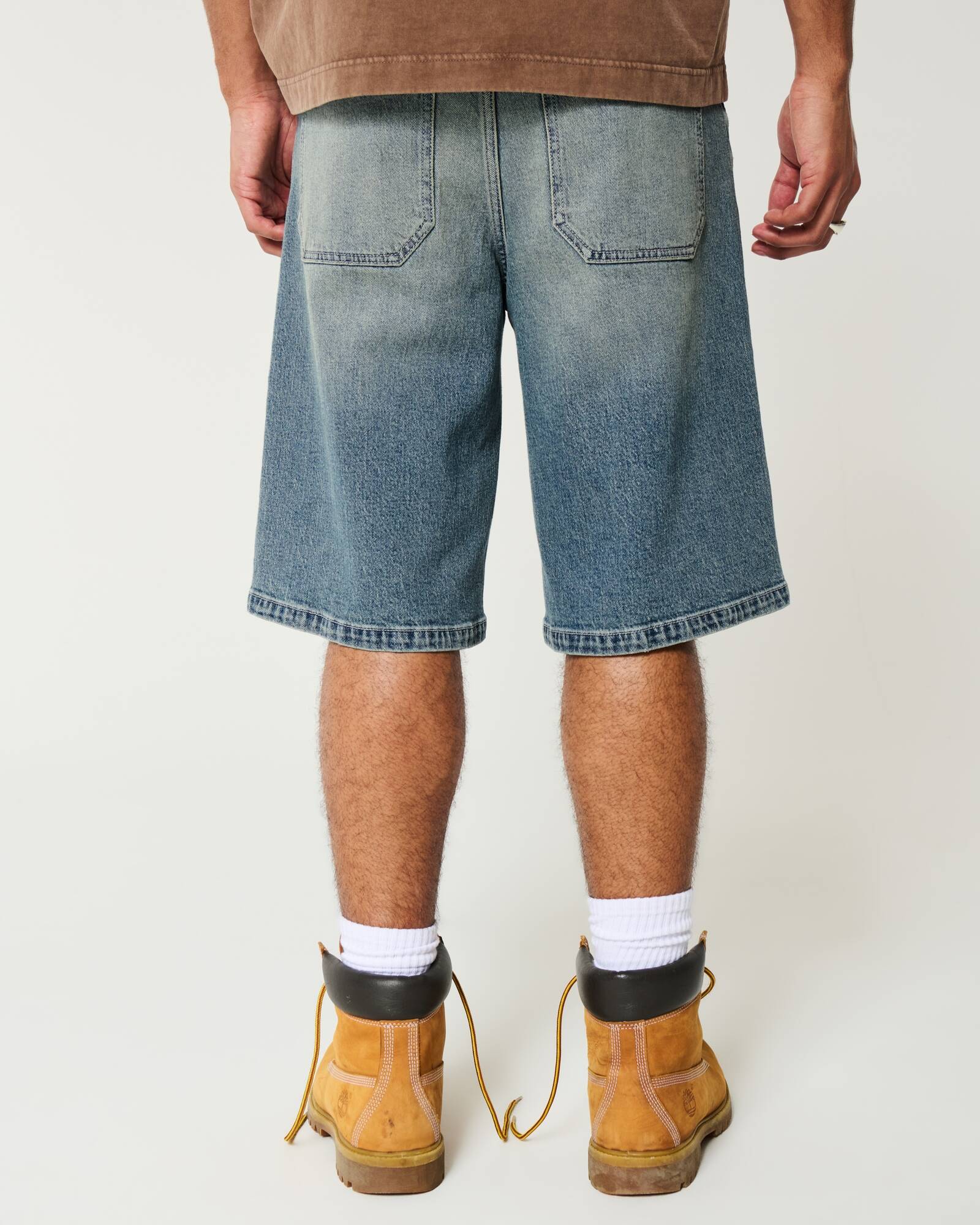 Washed Black Cat Graphic Super Baggy Denim Shorts