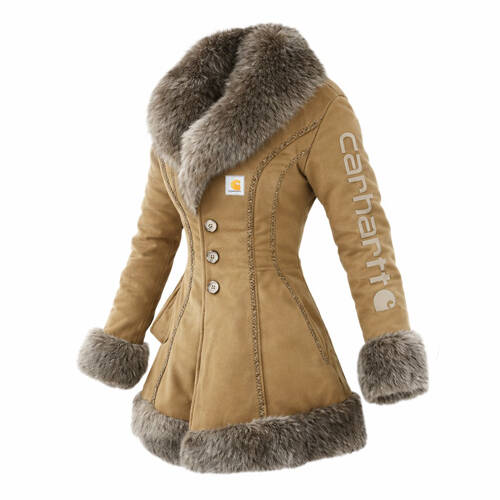 Women's Retro Mid-Length Fur Collar A-Line Coat-Black