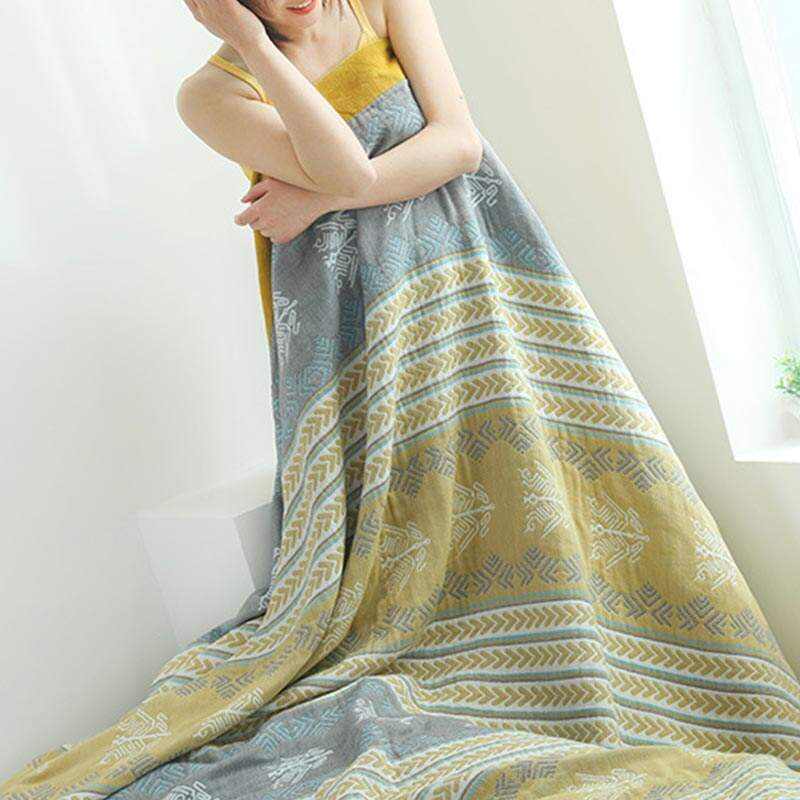 Cotton Wheat Ear Print Reversible Quilt