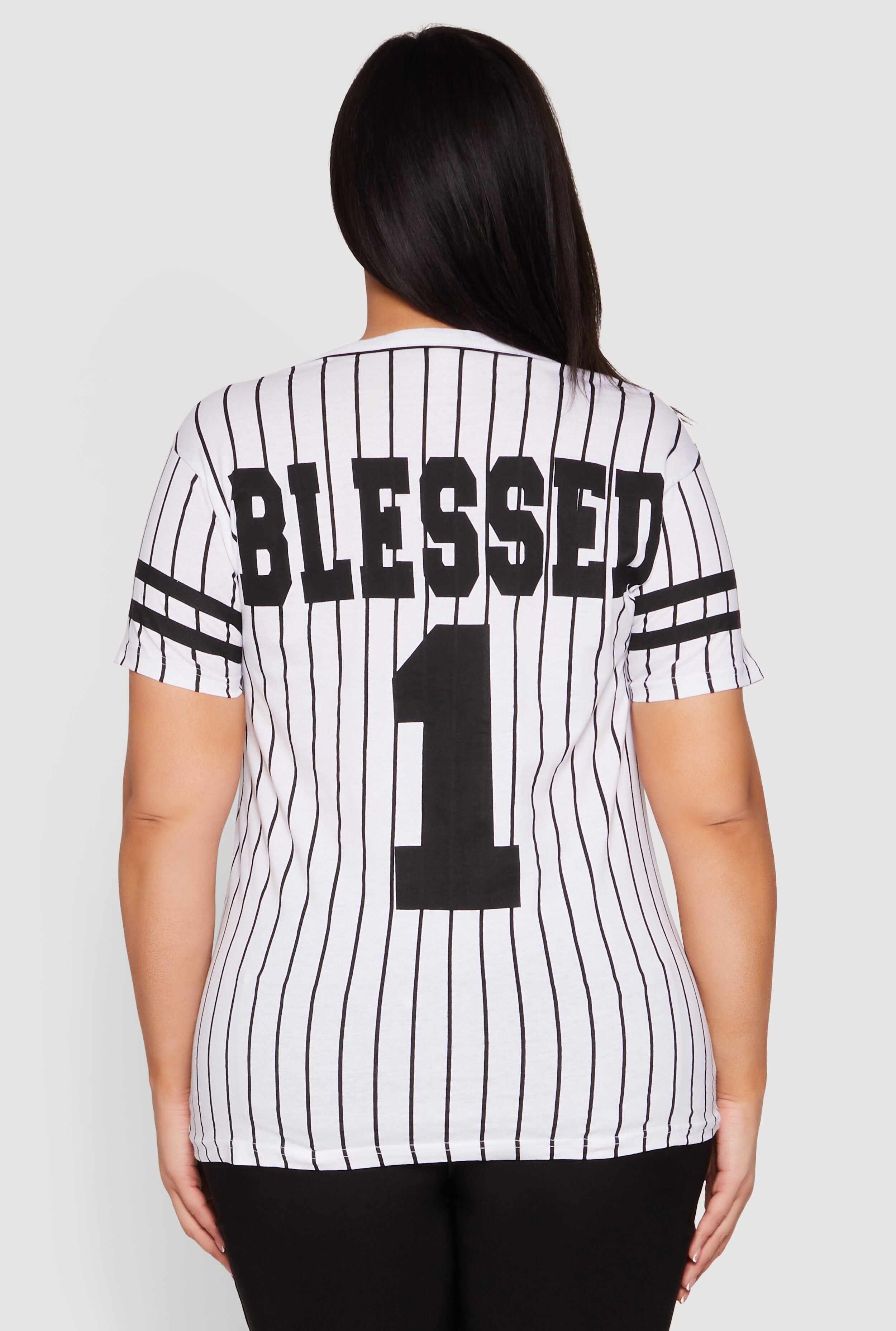 Plus Size Blessed 1 Graphic Baseball Shirt