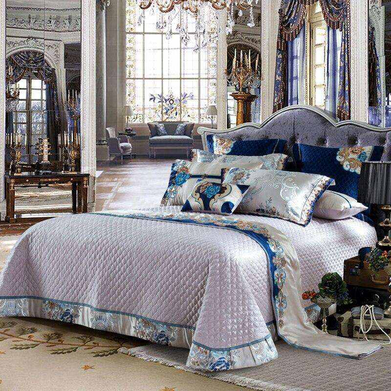 Kaleyra Silver Golden Silk Satin Cotton Duvet Cover Set