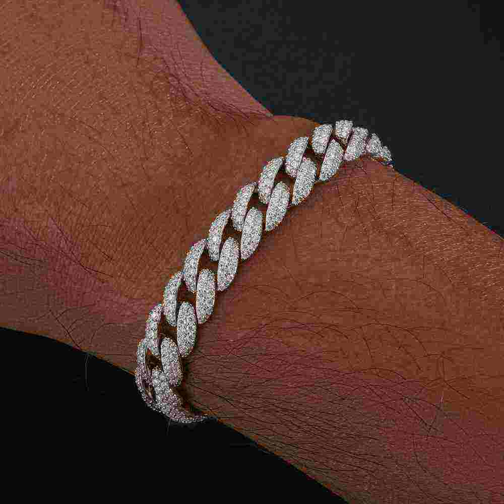 Test10mm S925 2 Row Moissanite Bubble Cuban Link Bracelet