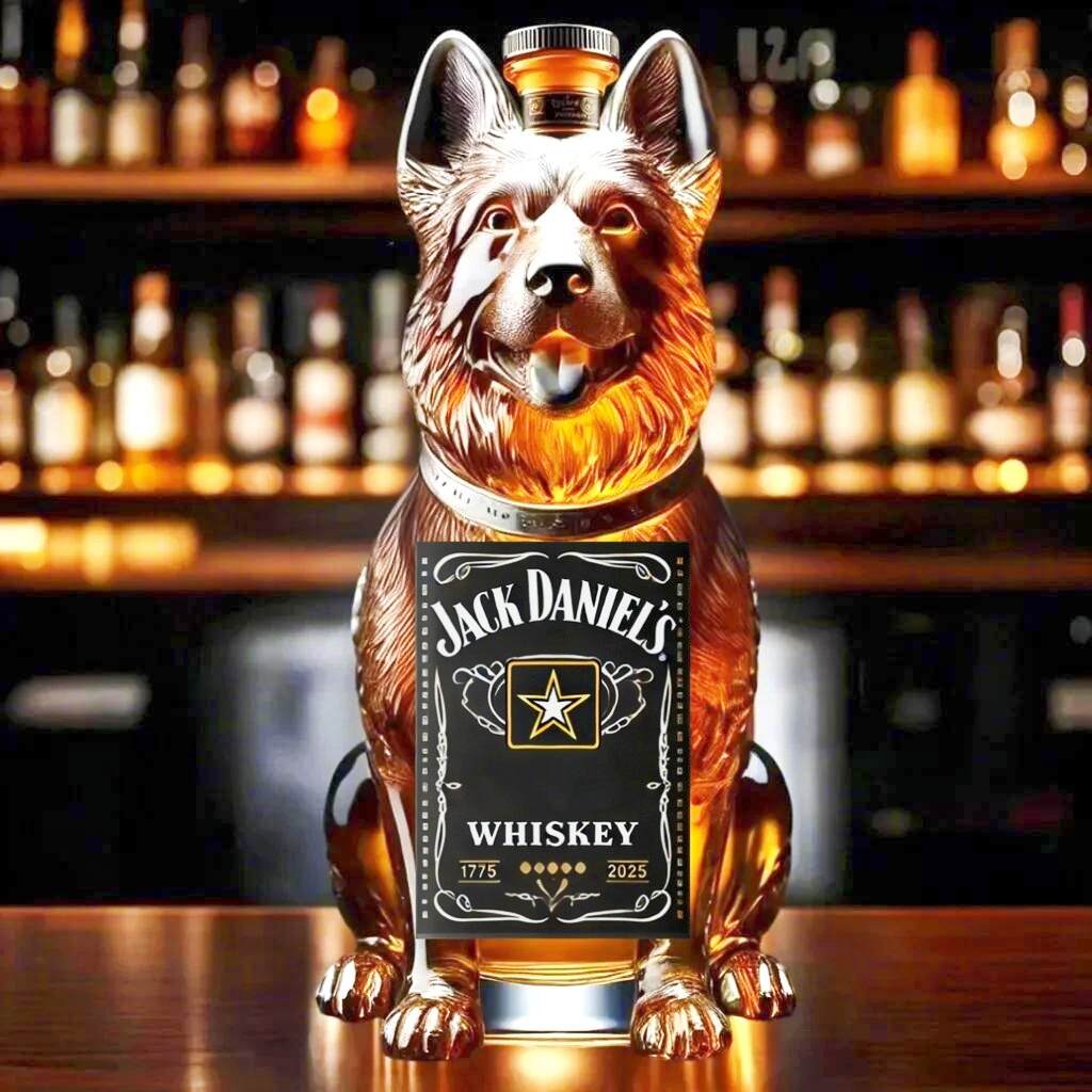 250th Anniversary of the Army Commemorative Military Dog Whiskey Bottle