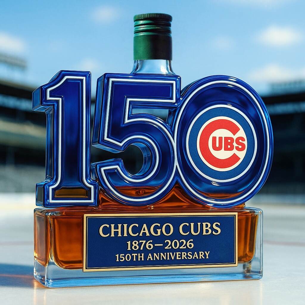 Chicago Cubs 150th Anniversary Whiskey Bottle