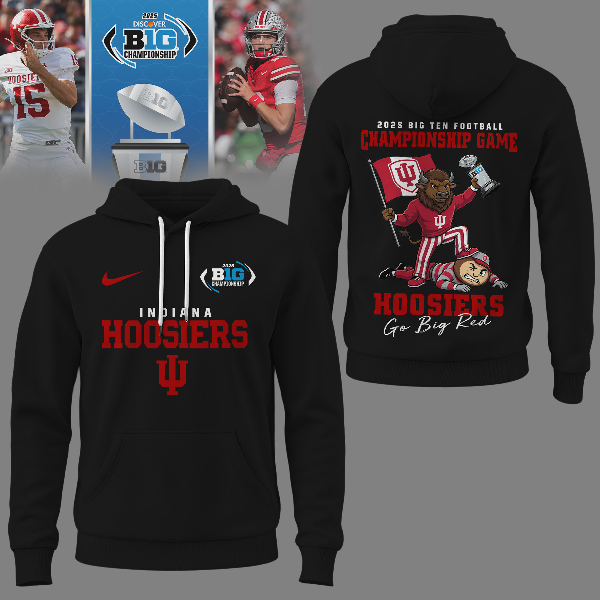 Indiana Hoosiers | Premium NCAA 2025 Big Ten Football Championship Game 3D Shirt NY