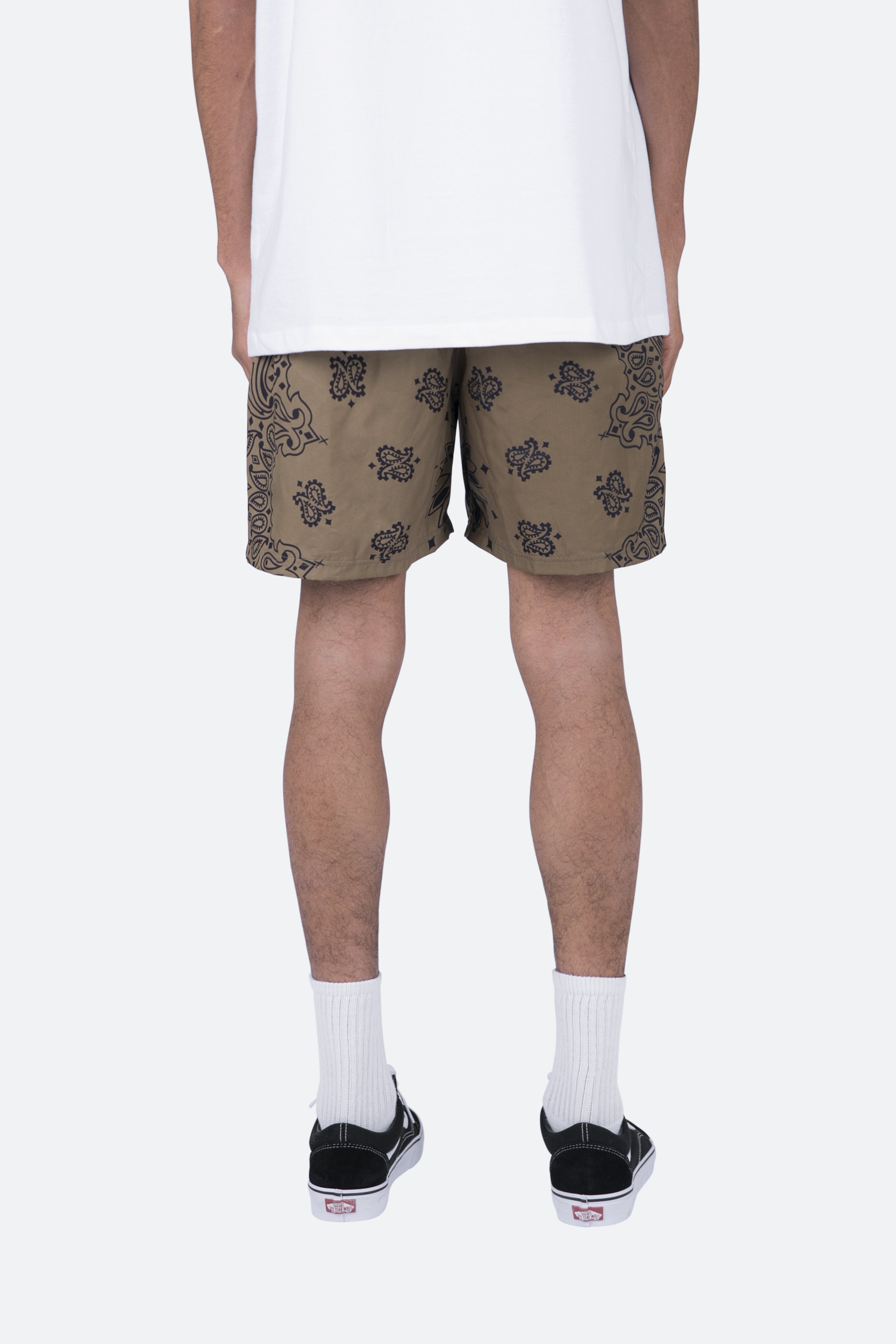 Nylon Paisley Shorts - Brown