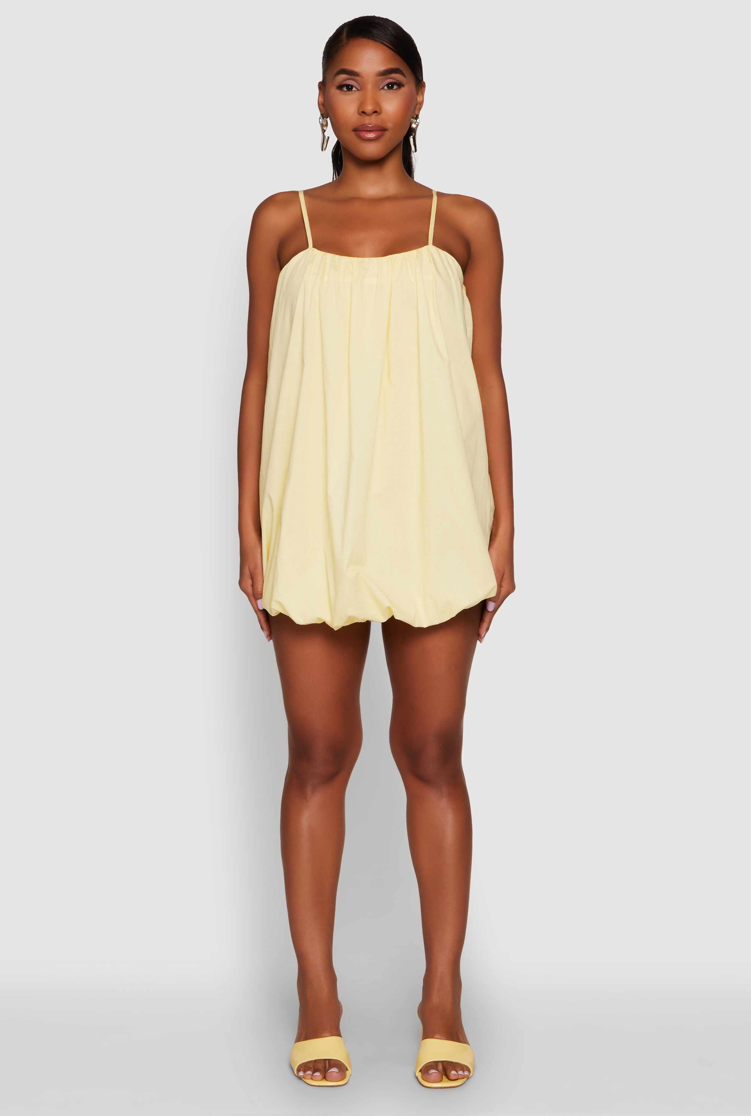 Chic Poplin Bubble Hem Spaghetti Strap Dress