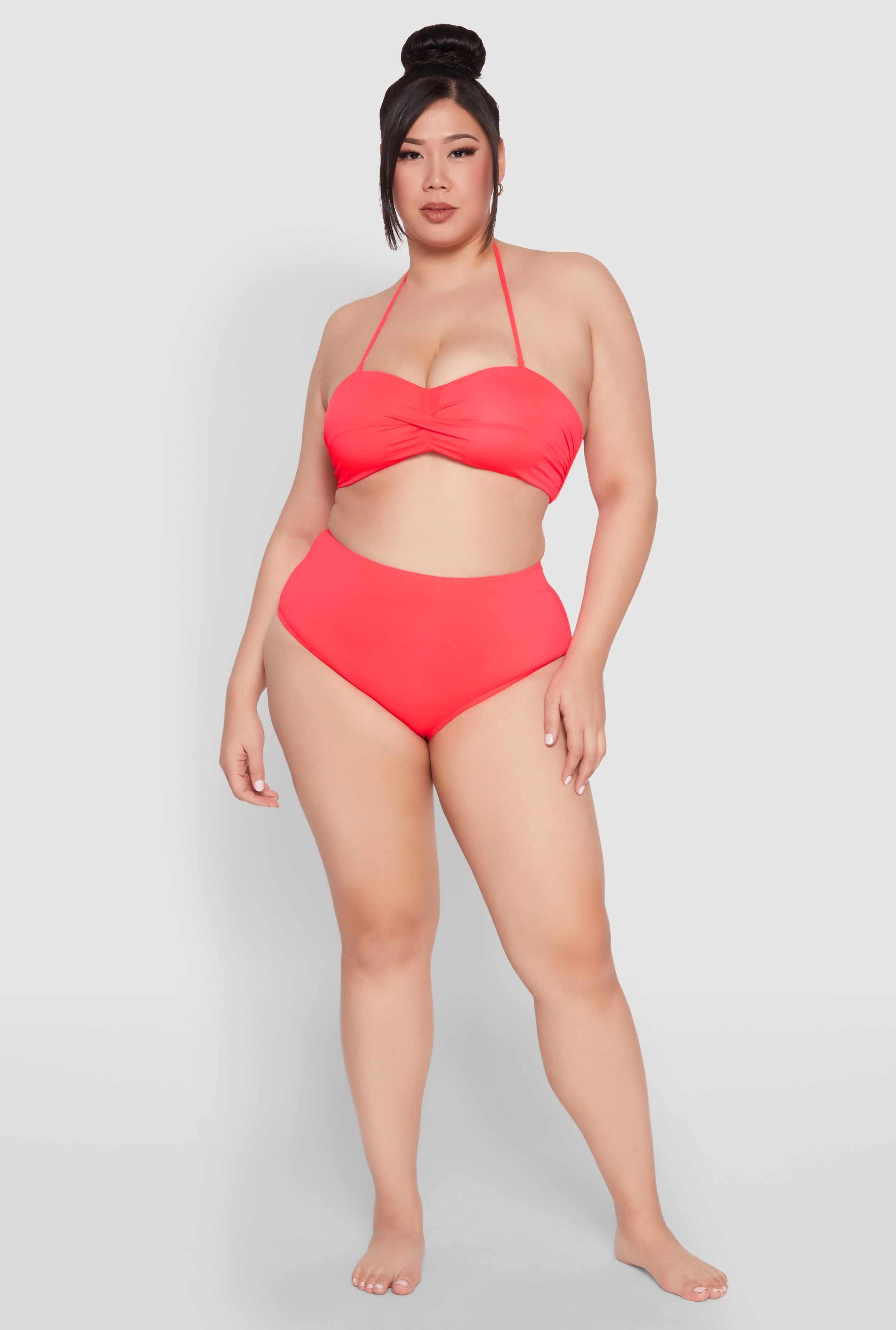 Plus Size High Waist Swim Bikini Bottoms
