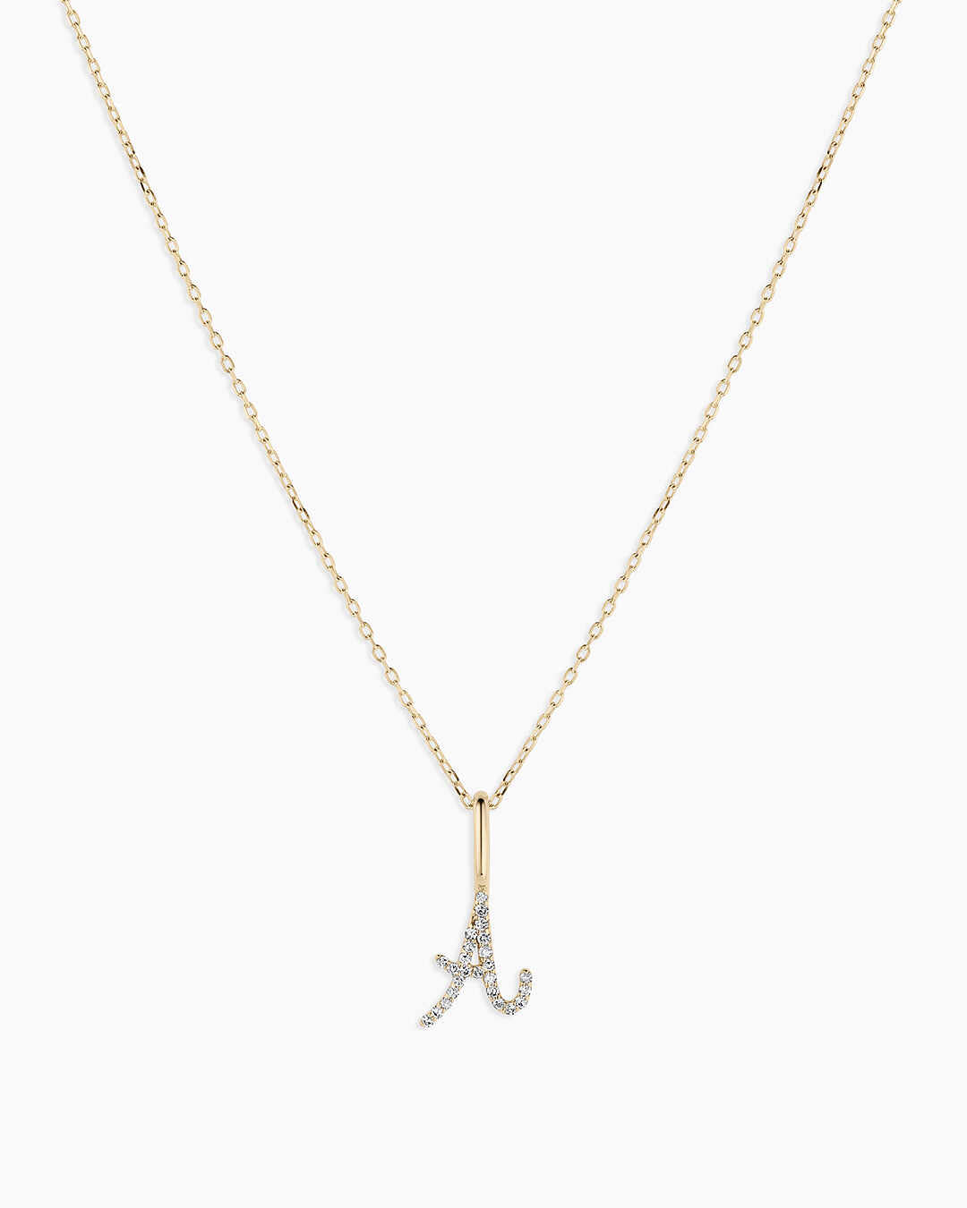 Diamond Script Alphabet Charm Necklace