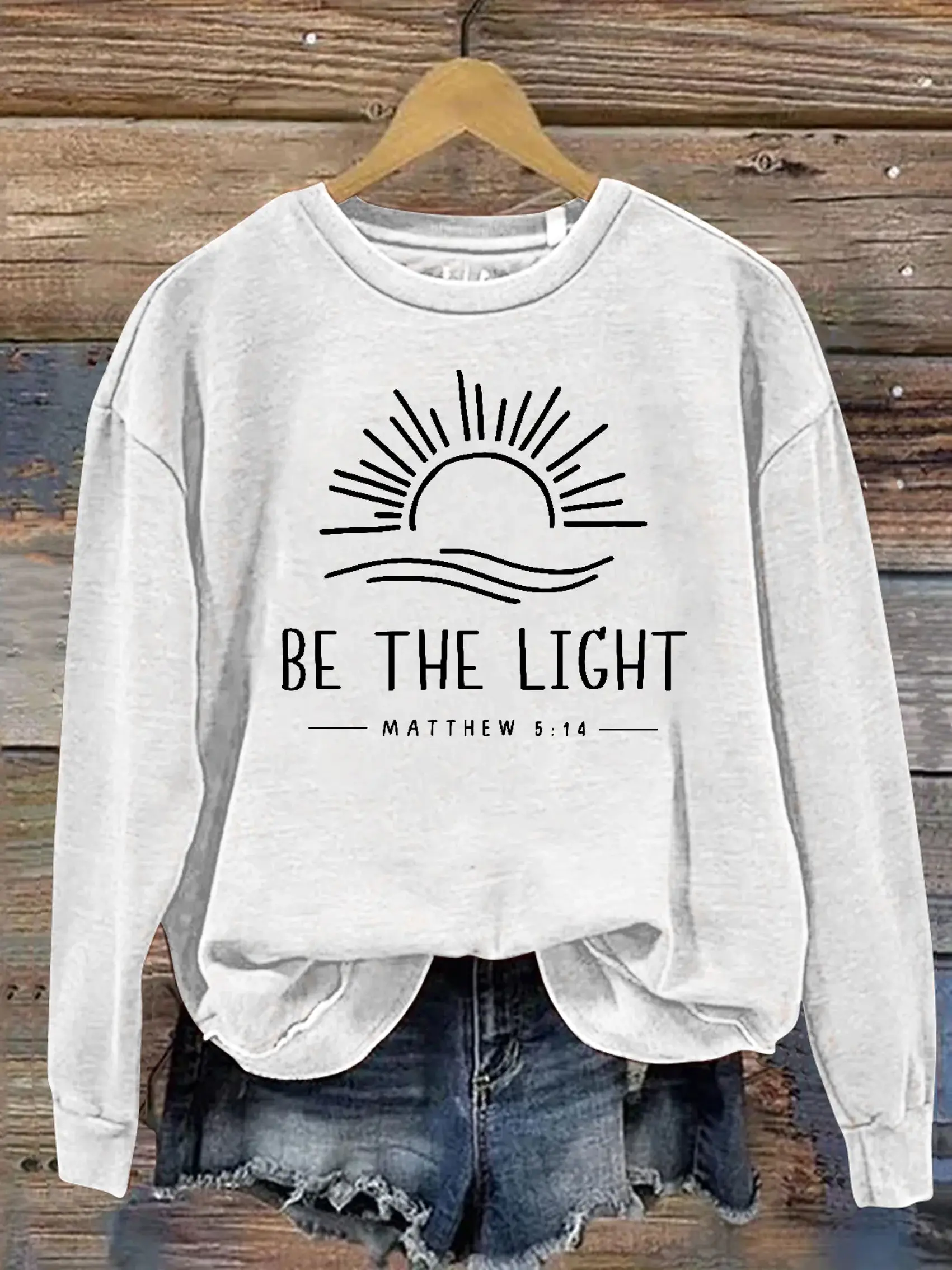 Unisex Women's Men's Be The Light Mathew 5:14 Verse Religious Faith Outfit Church Christian Print Casual Hoodie