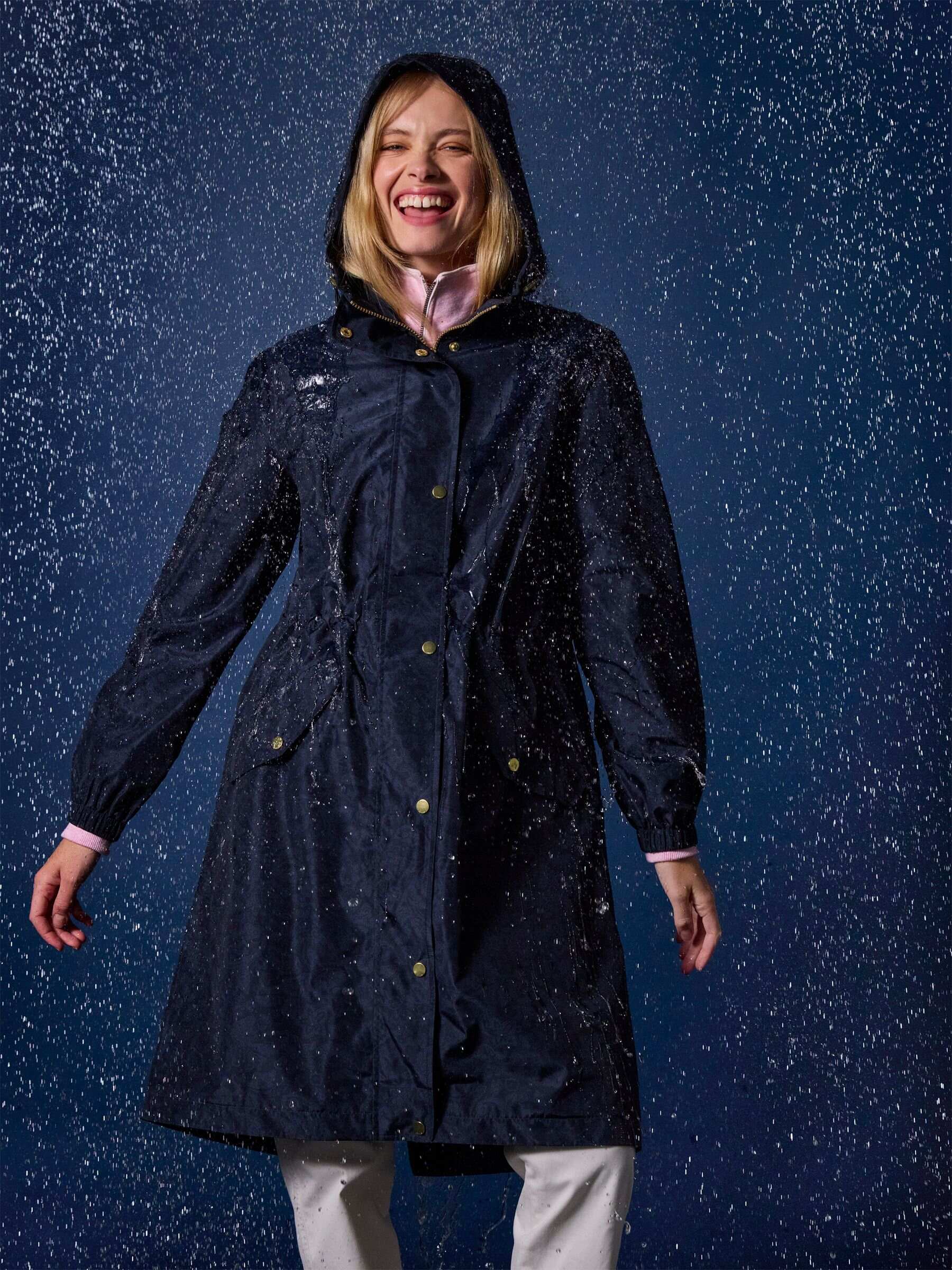 Holkham Navy Blue Waterproof Packable Raincoat With Hood