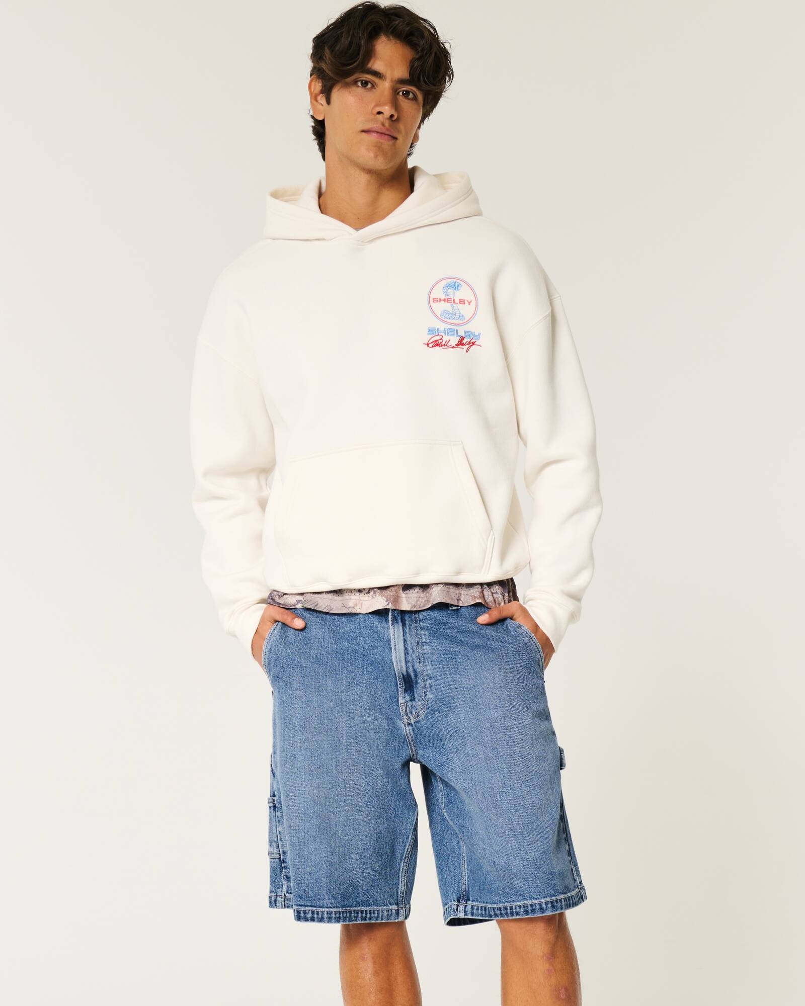 Washed Black Baggy Denim Shorts