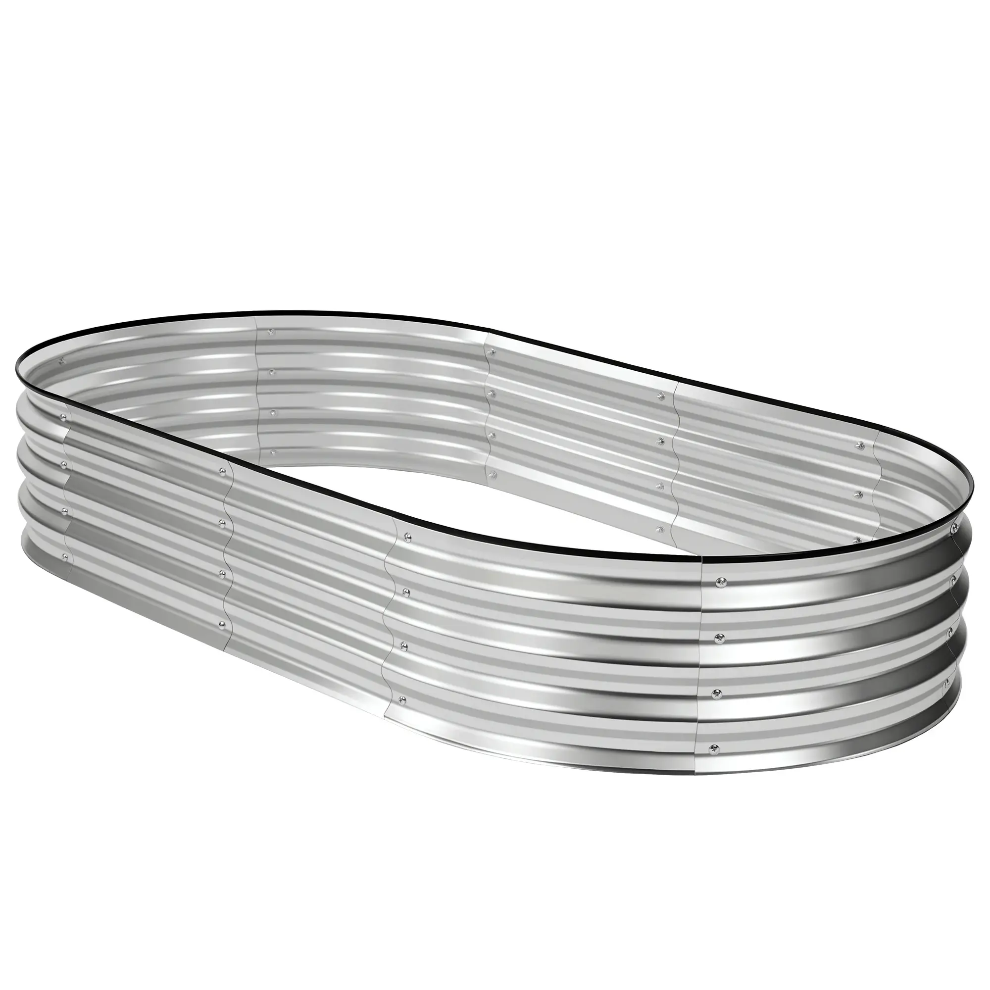 Raised Garden Bed, Outdoor Planter Box with Open Bottom Design, Metal Large Garden Bed for Vegetables, Herbs & Flowers, Rustproof for Backyard & Patio, Silver