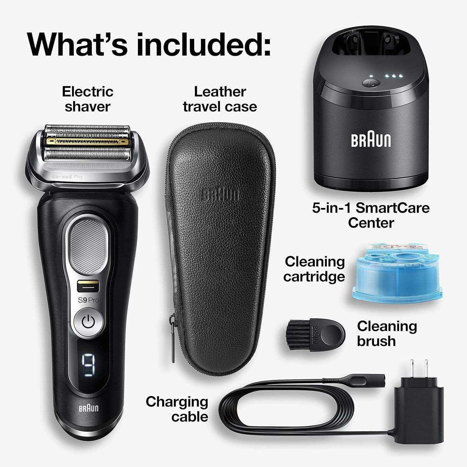 Braun Electric Razor,Waterproof Foil Shaver for Men,Series 9 Pro 9460cc,Wet & Dry Shave,With ProLift Beard Trimmer for Grooming,5-in-1 Cleaning & Charging SmartCare Center Included,Atelier Black